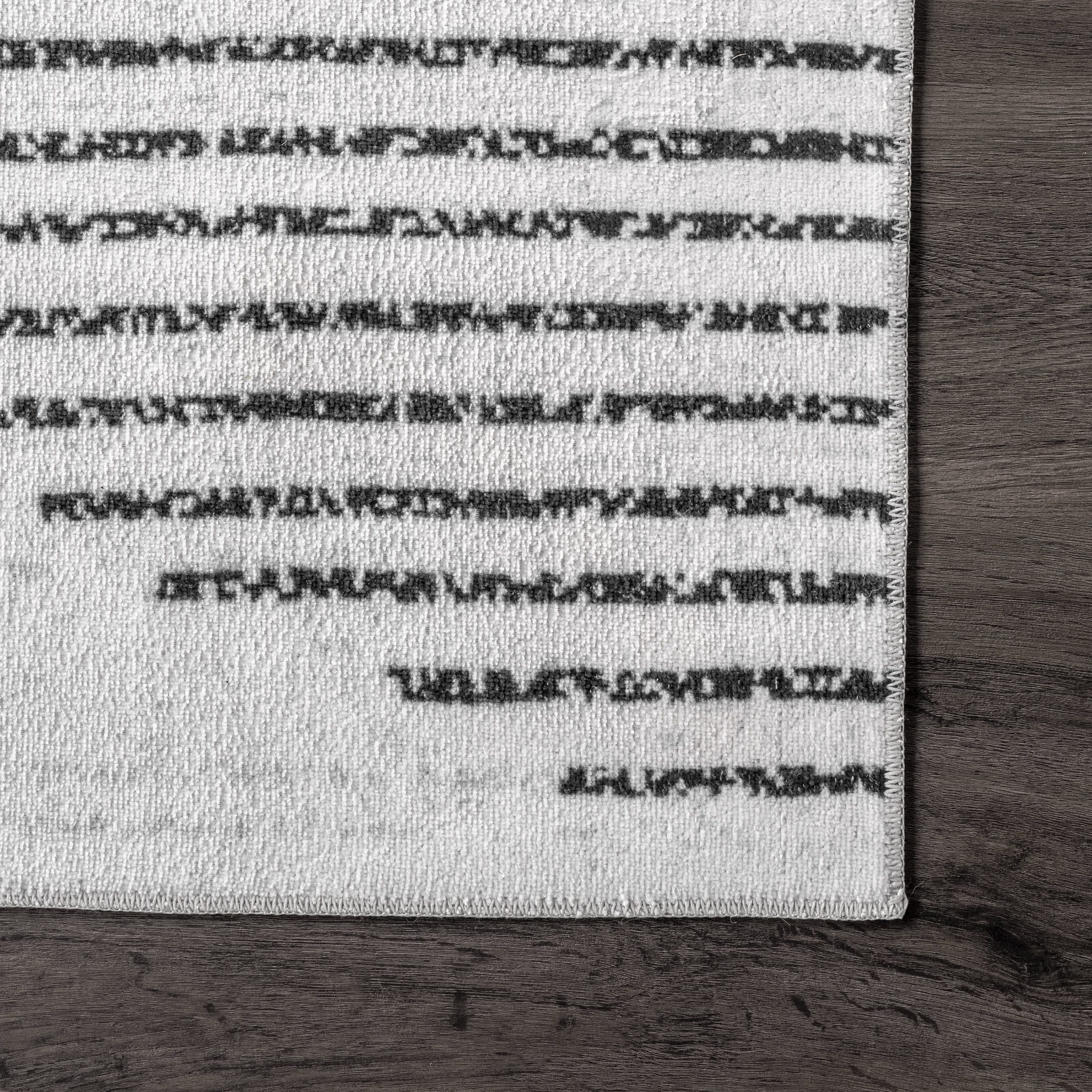 Diamond Pinstripes Washable Rug | White - Image 3