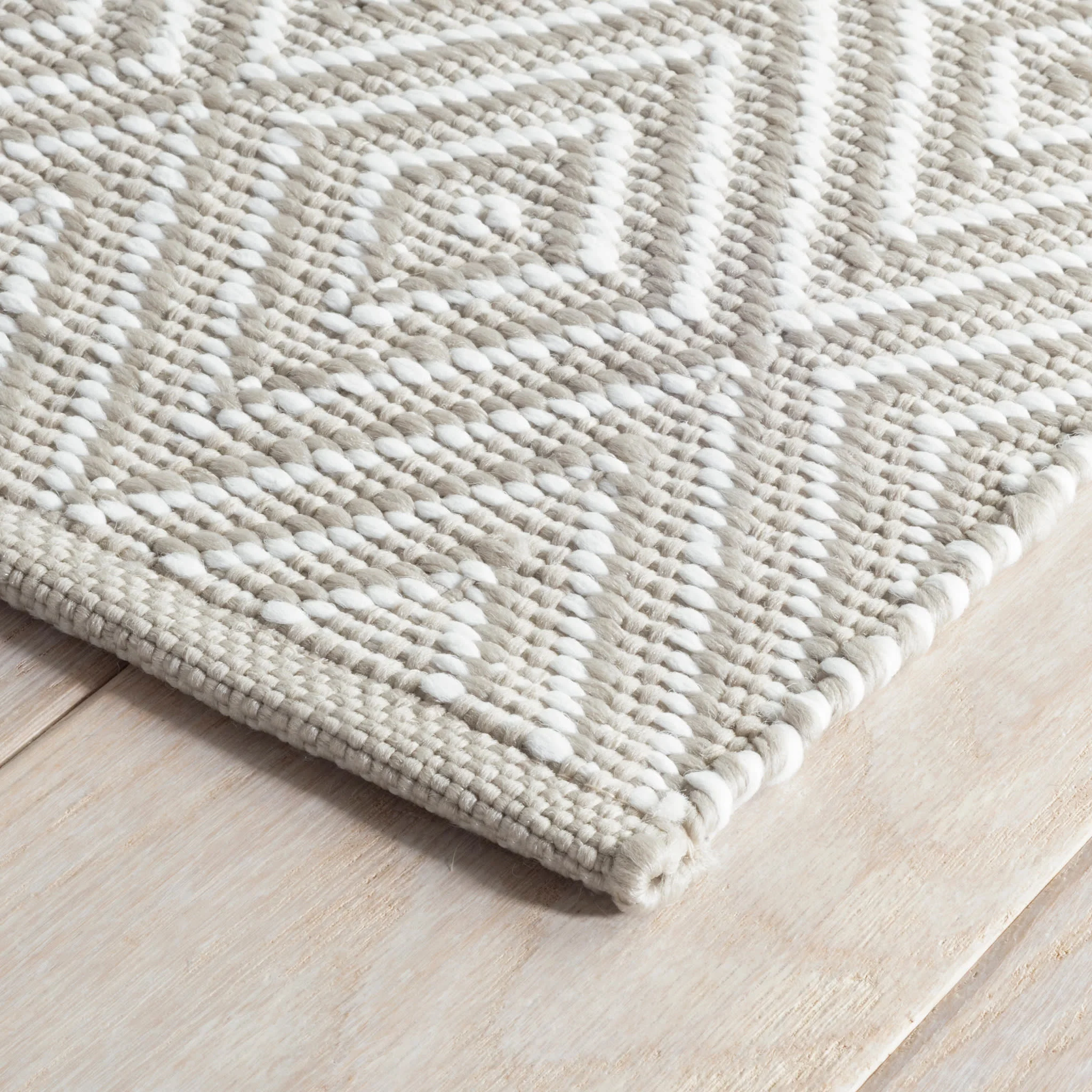 Diamond Handwoven Indoor/Outdoor Rug | Platinum/White - Image 5
