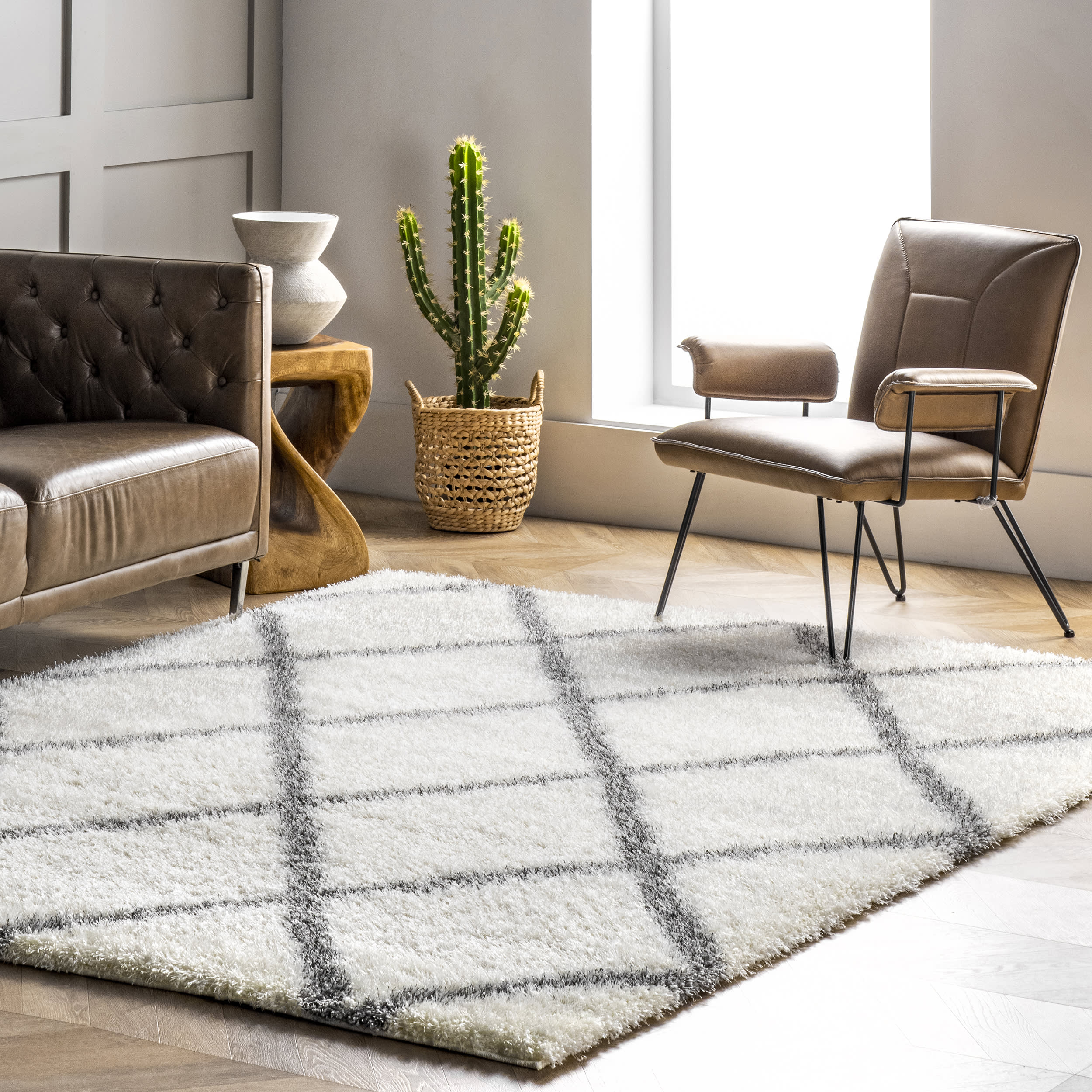 Diamond Shag Rug | Grey - Image 2