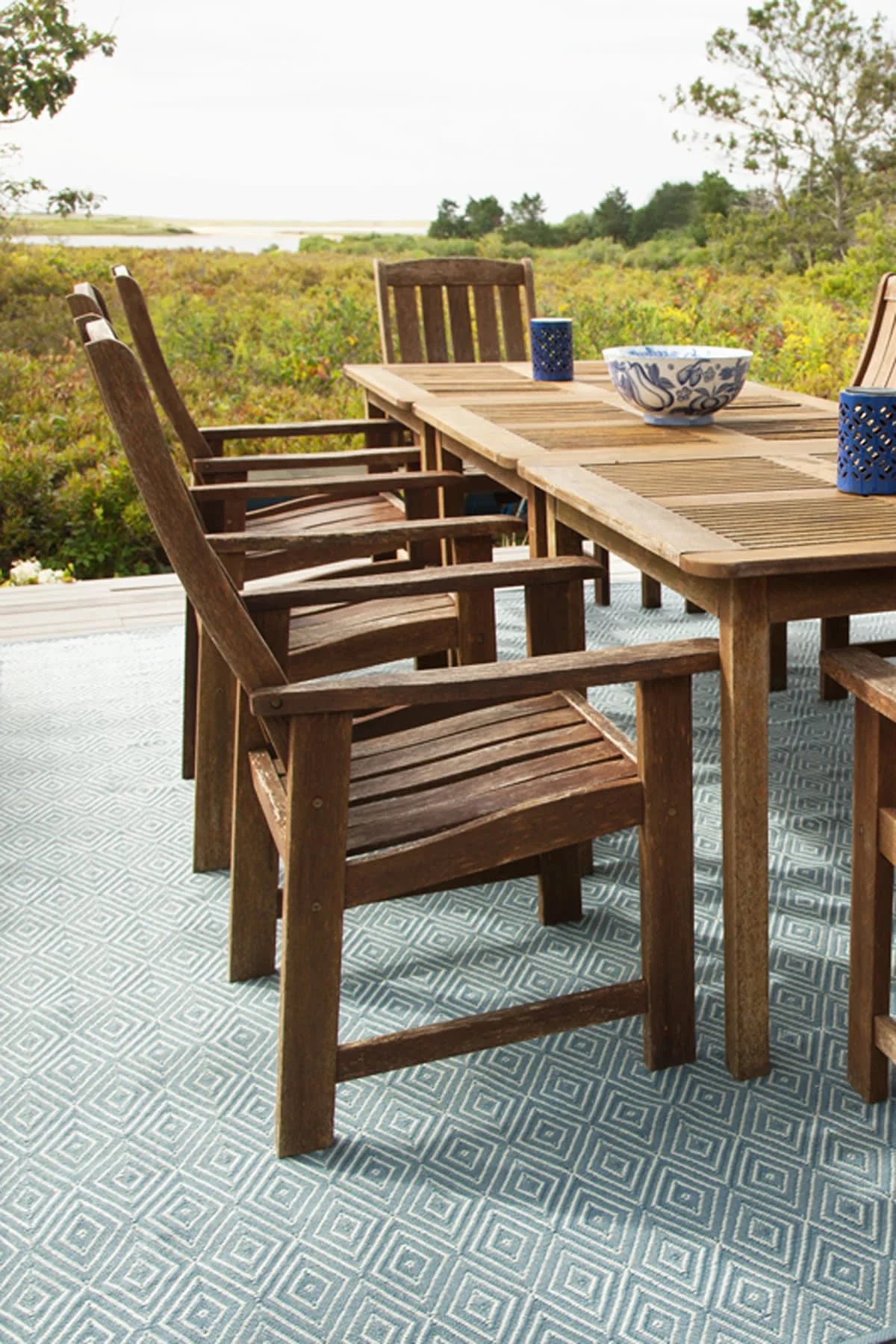 Diamond Handwoven Indoor/Outdoor Rug | Slate/Light Blue - Image 3