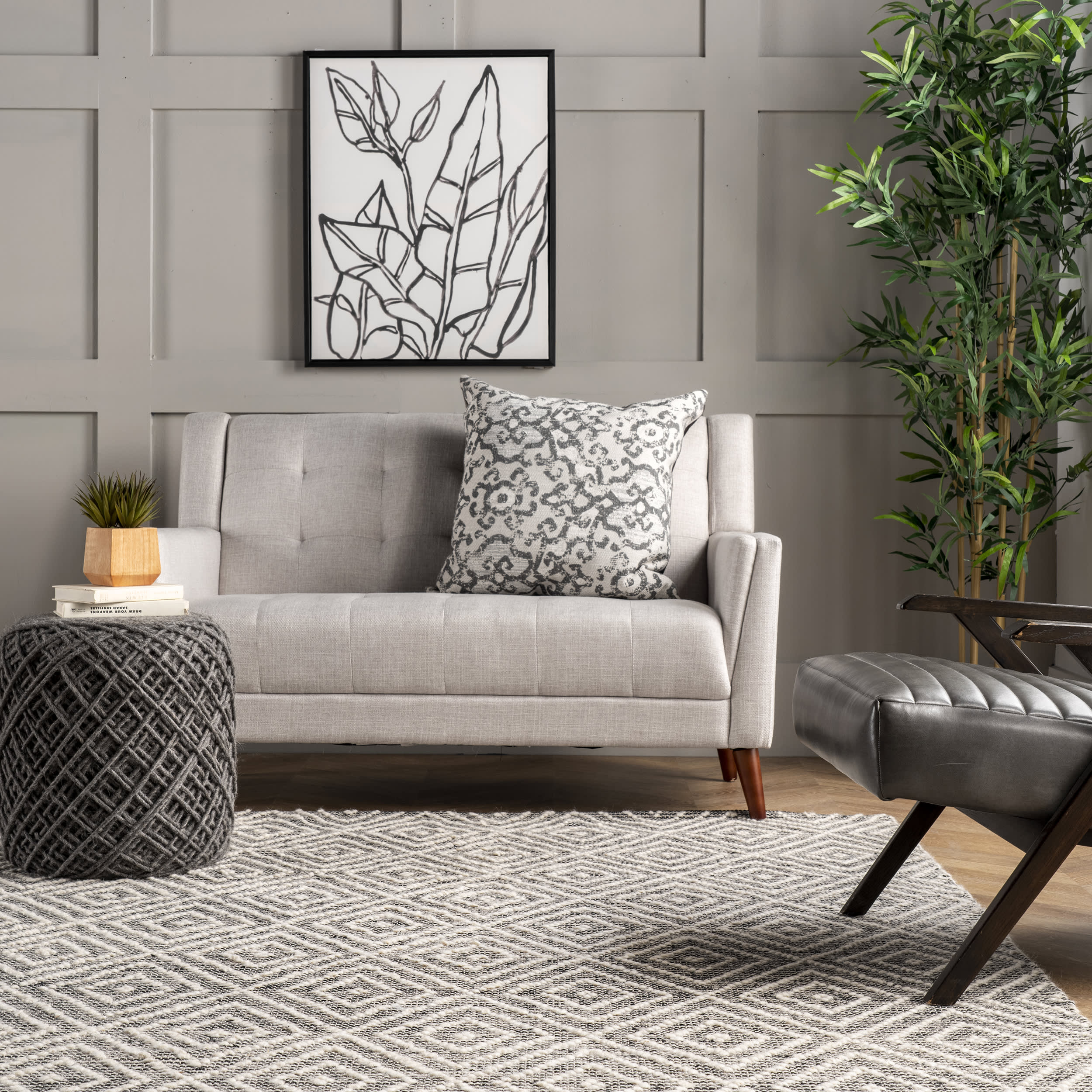 Diamond Tiles Rug | Grey - Image 4