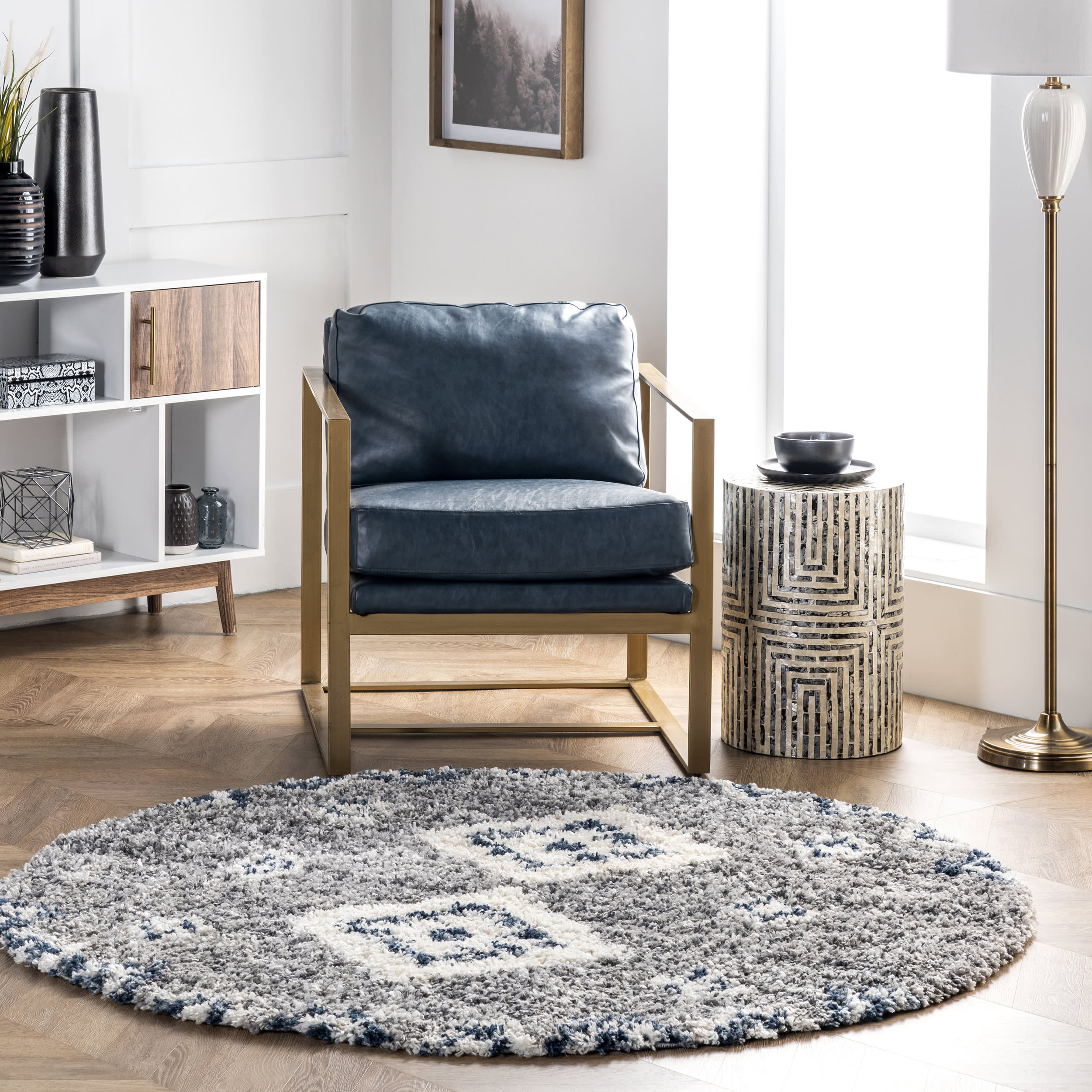 Diamond Totem Shag With Tassels Rug | Grey - Image 2