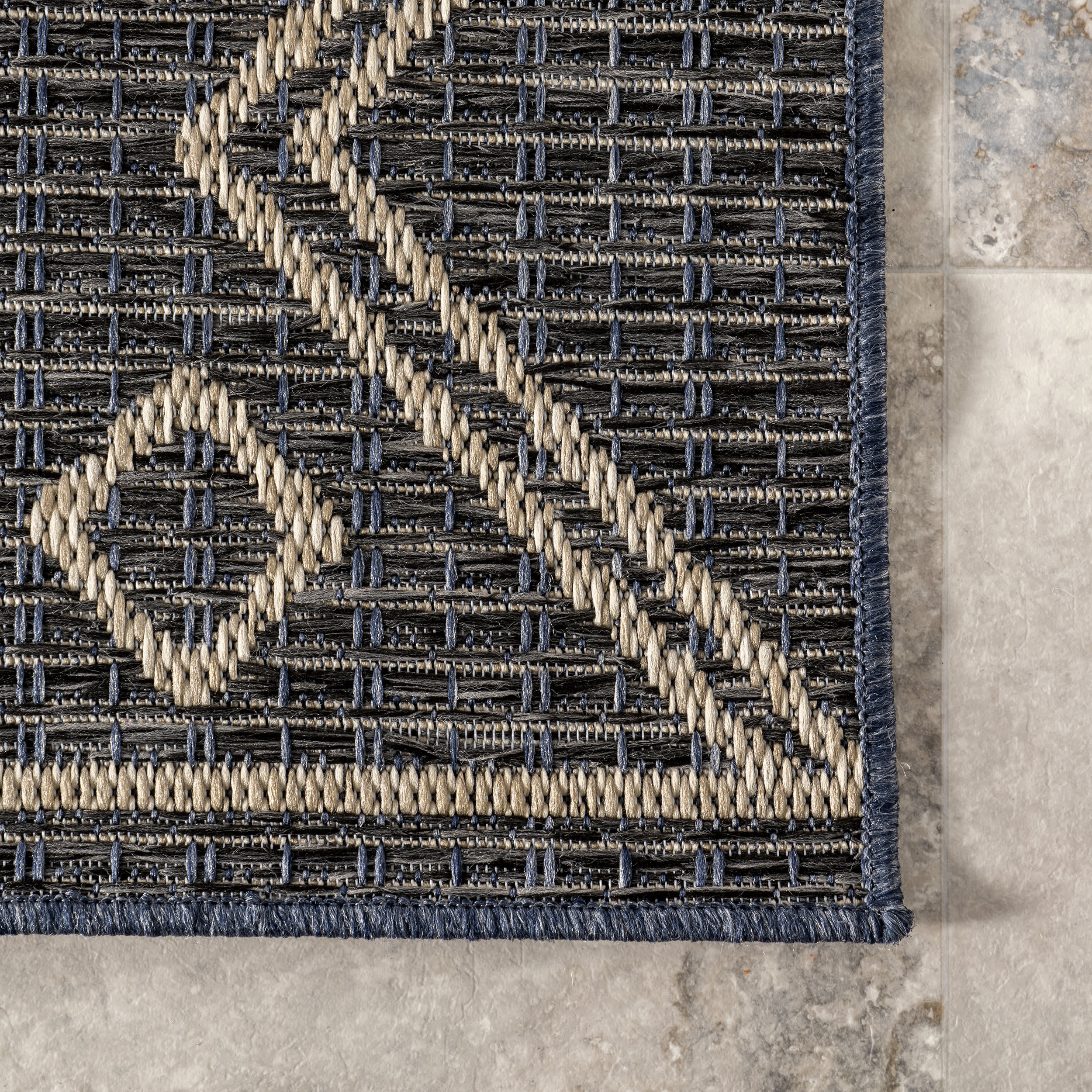 Diamonded Helix Indoor/Outdoor Rug | Charcoal - Image 3