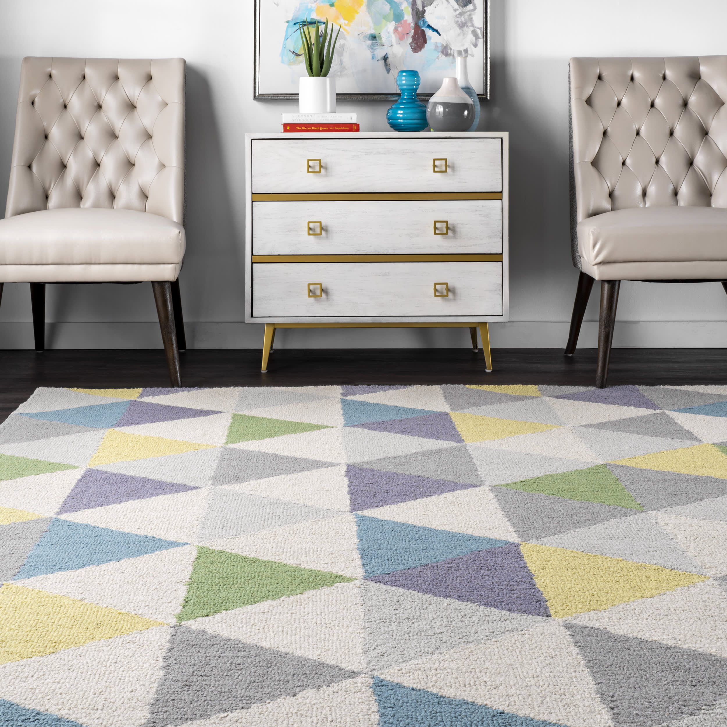 Dimensional Triangles Rug | Green - Image 4