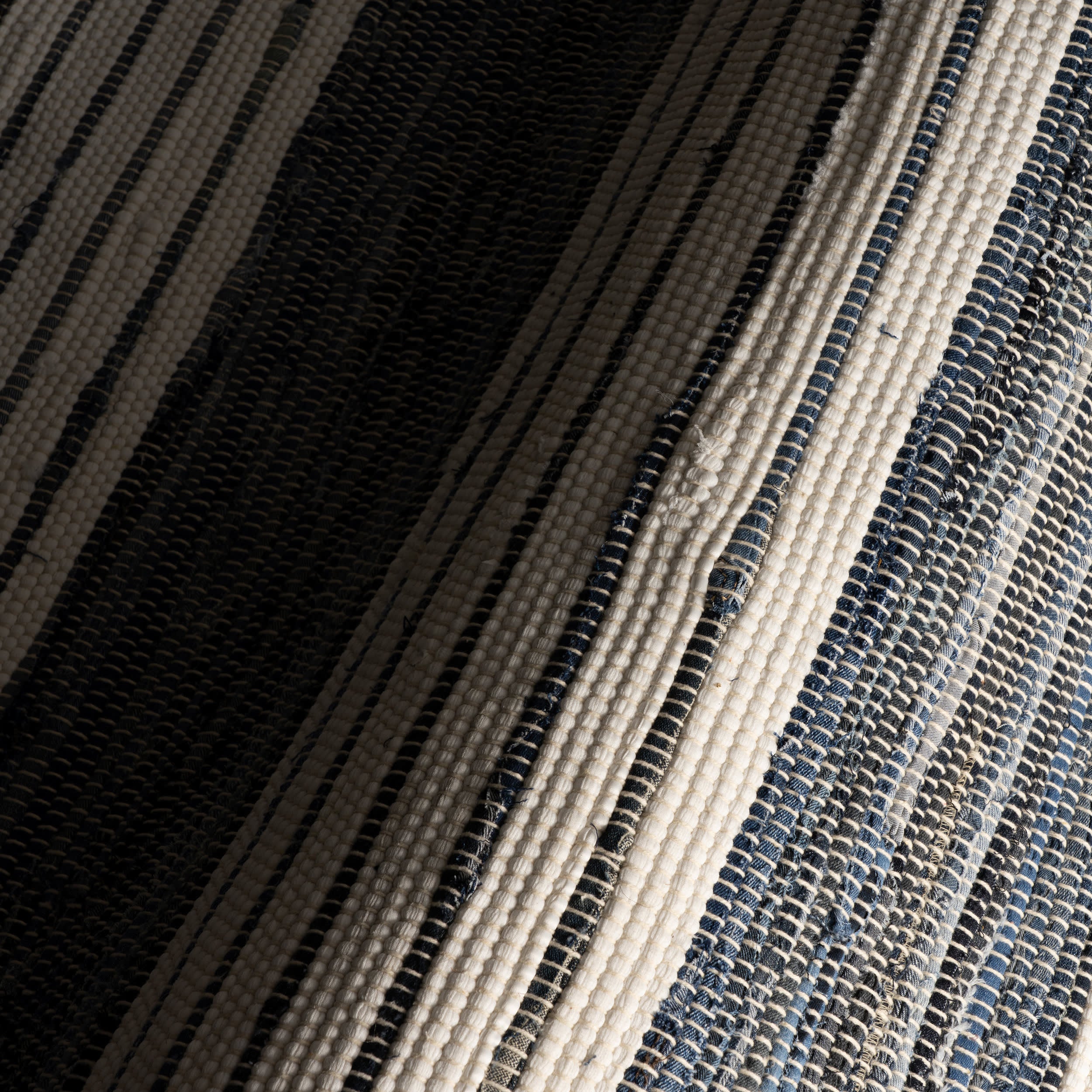 Diora Denim Bohemian Striped Rug | White - Image 3