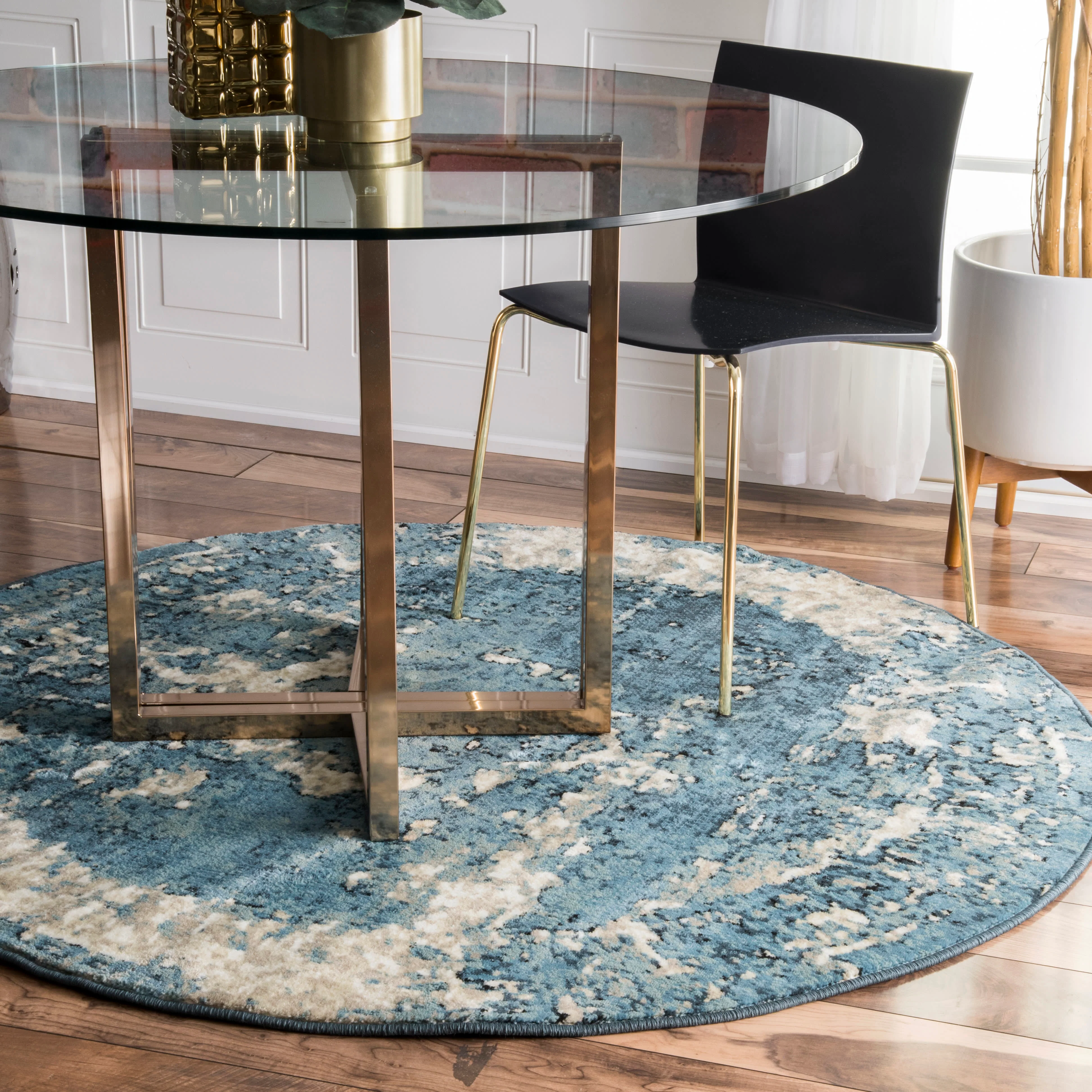 Distressed Foggy Medallion Rug | Blue - Image 2