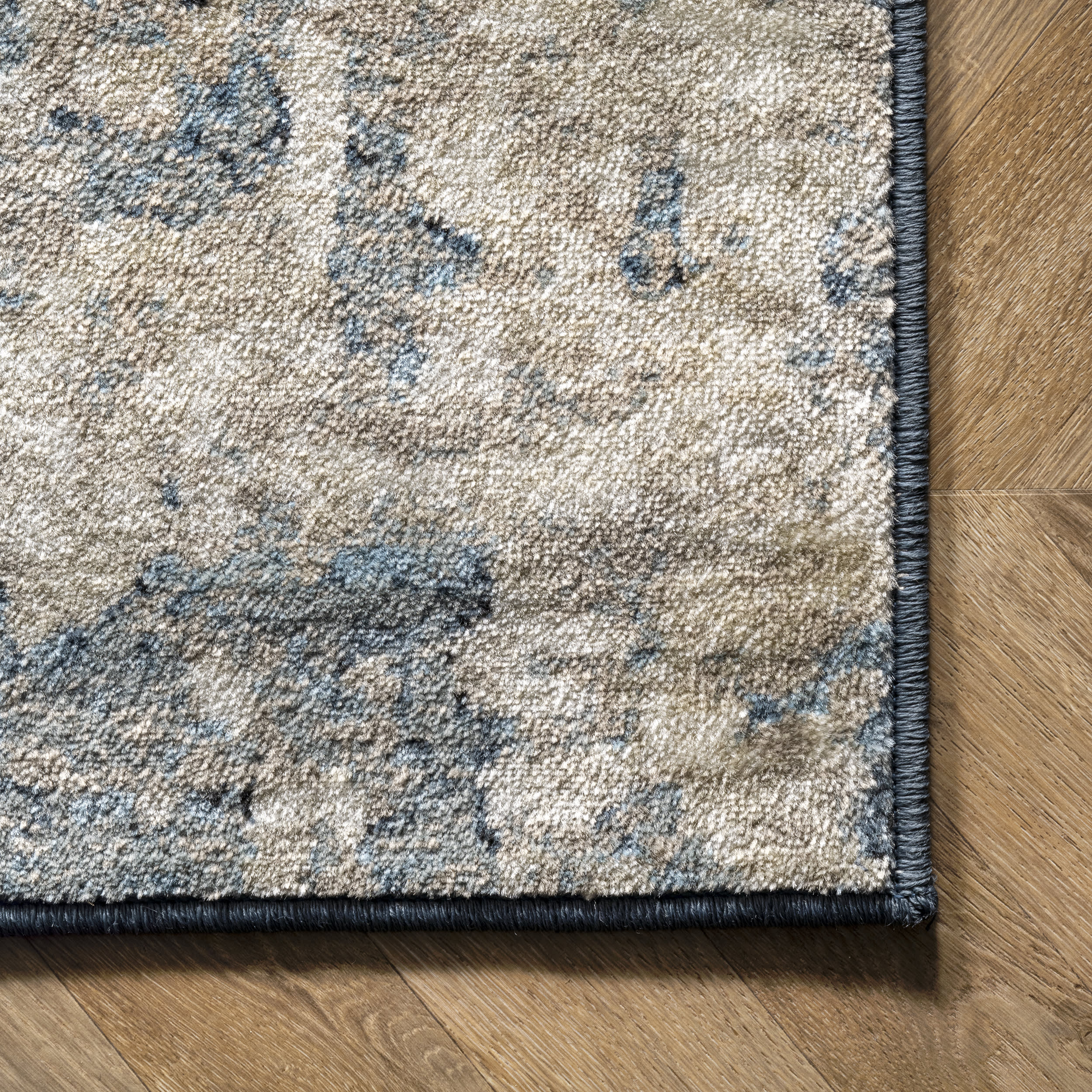 Distressed Foggy Medallion Rug | Blue - Image 2
