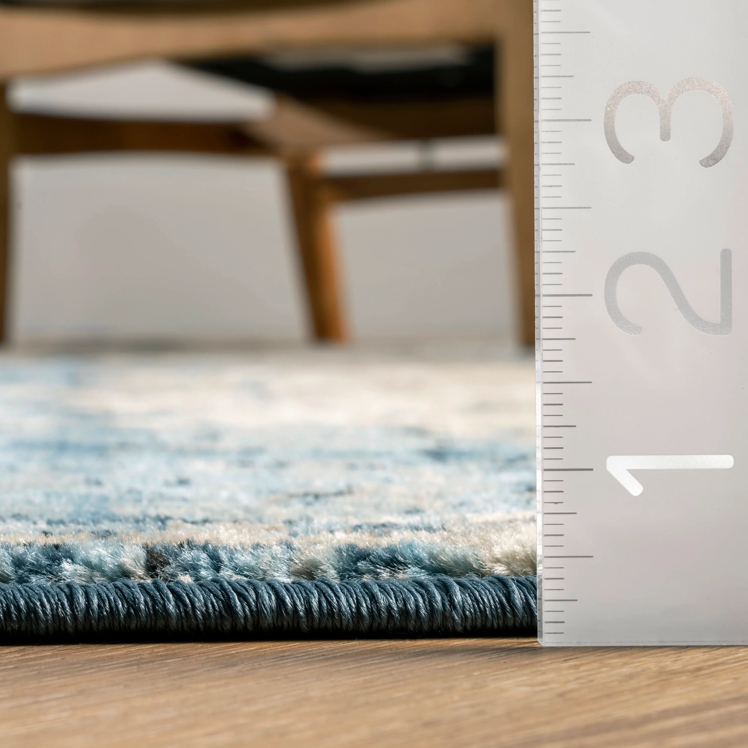 Distressed Foggy Medallion Rug | Blue - Image 4