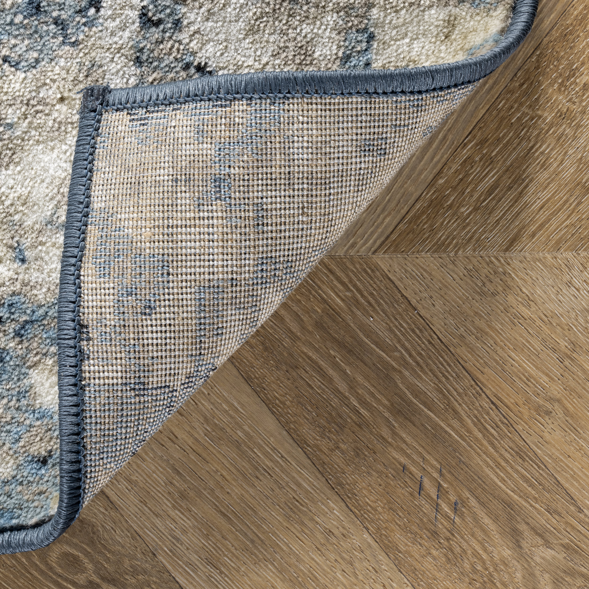 Distressed Foggy Medallion Rug | Blue - Image 6