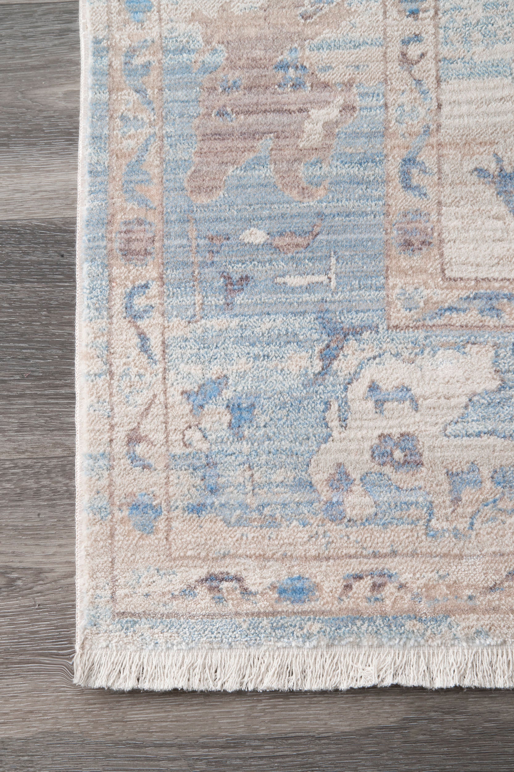 Distressed Foliage Rug | Light Blue - Image 3
