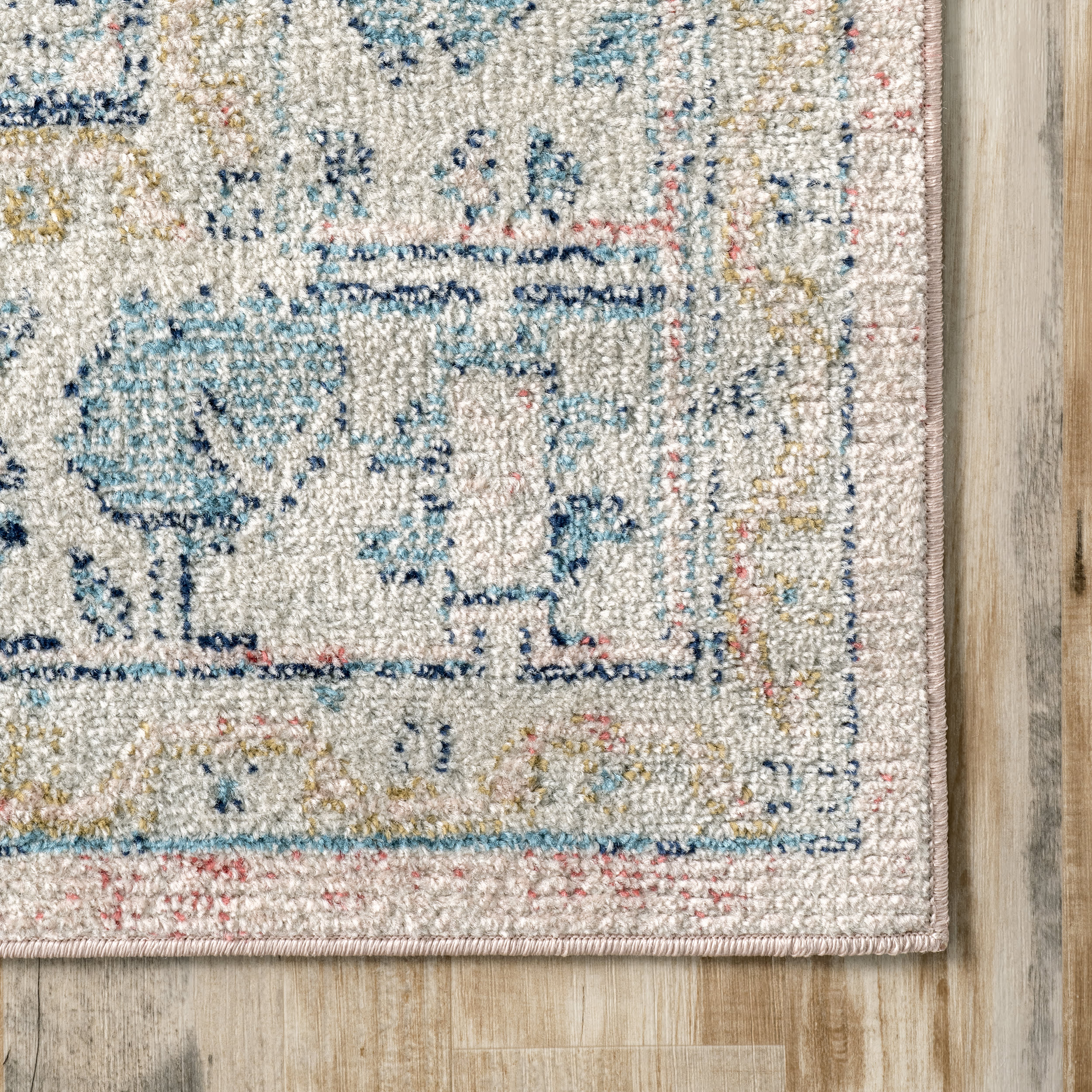 Distressed Jewel Medallion Rug | Light Pink - Image 3