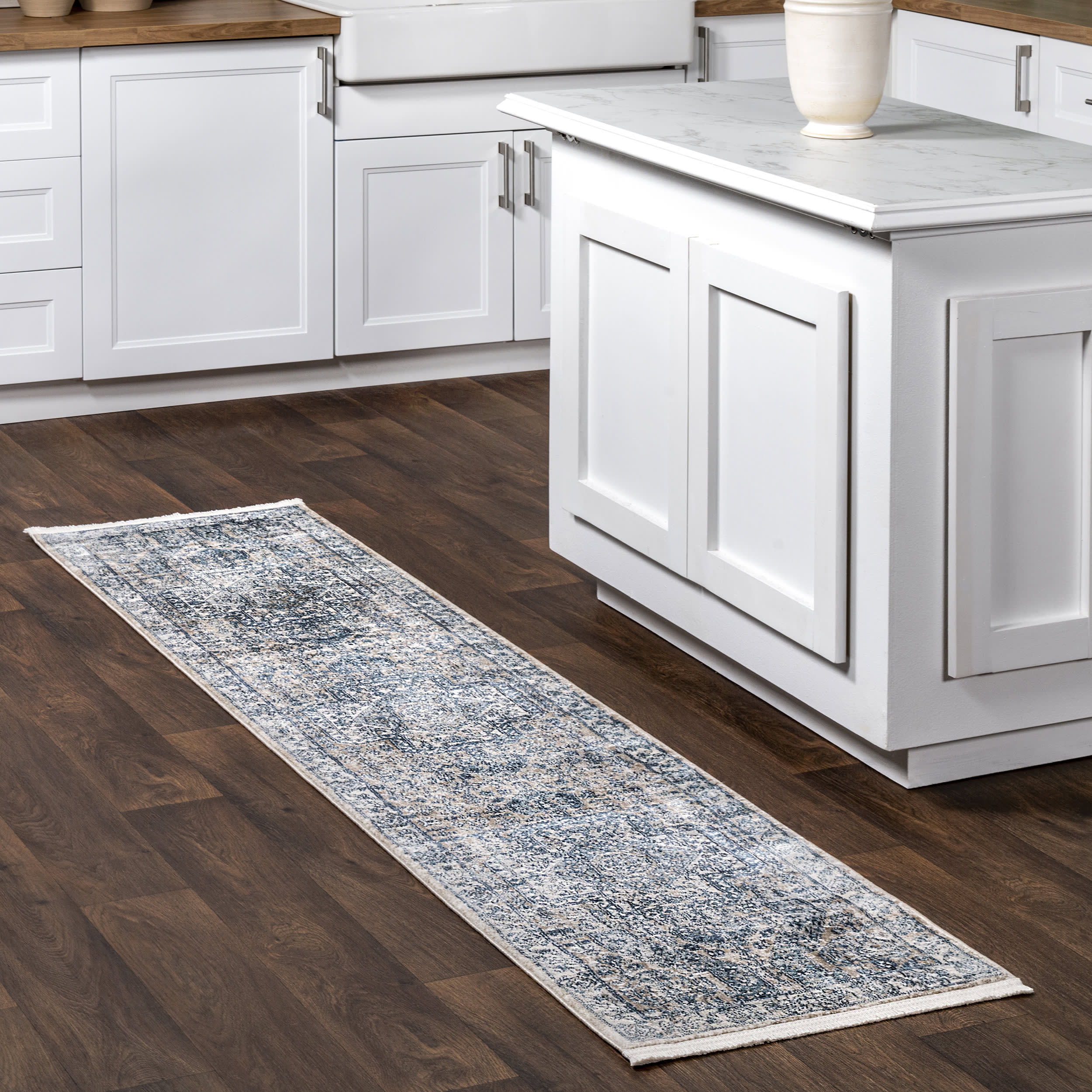 Distressed Medallion Rug | Blue - Image 2
