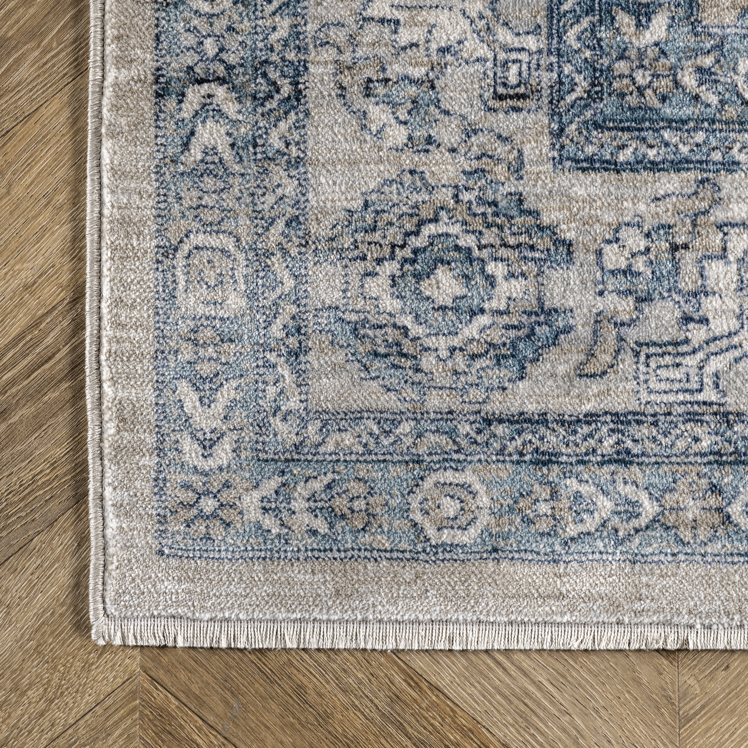 Distressed Medallion Rug | Blue - Image 3
