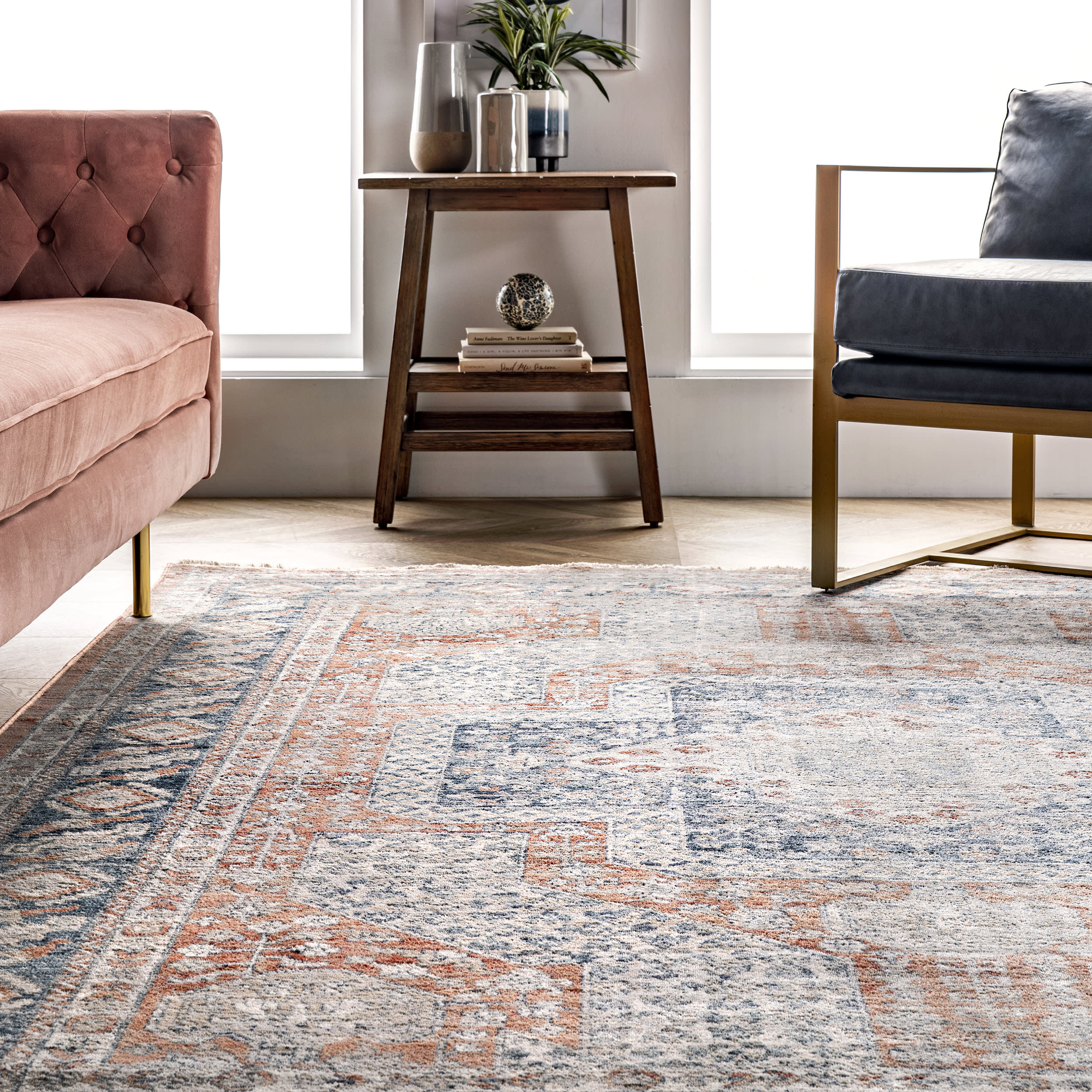 Distressed Medallion Rug | Rust - Image 4