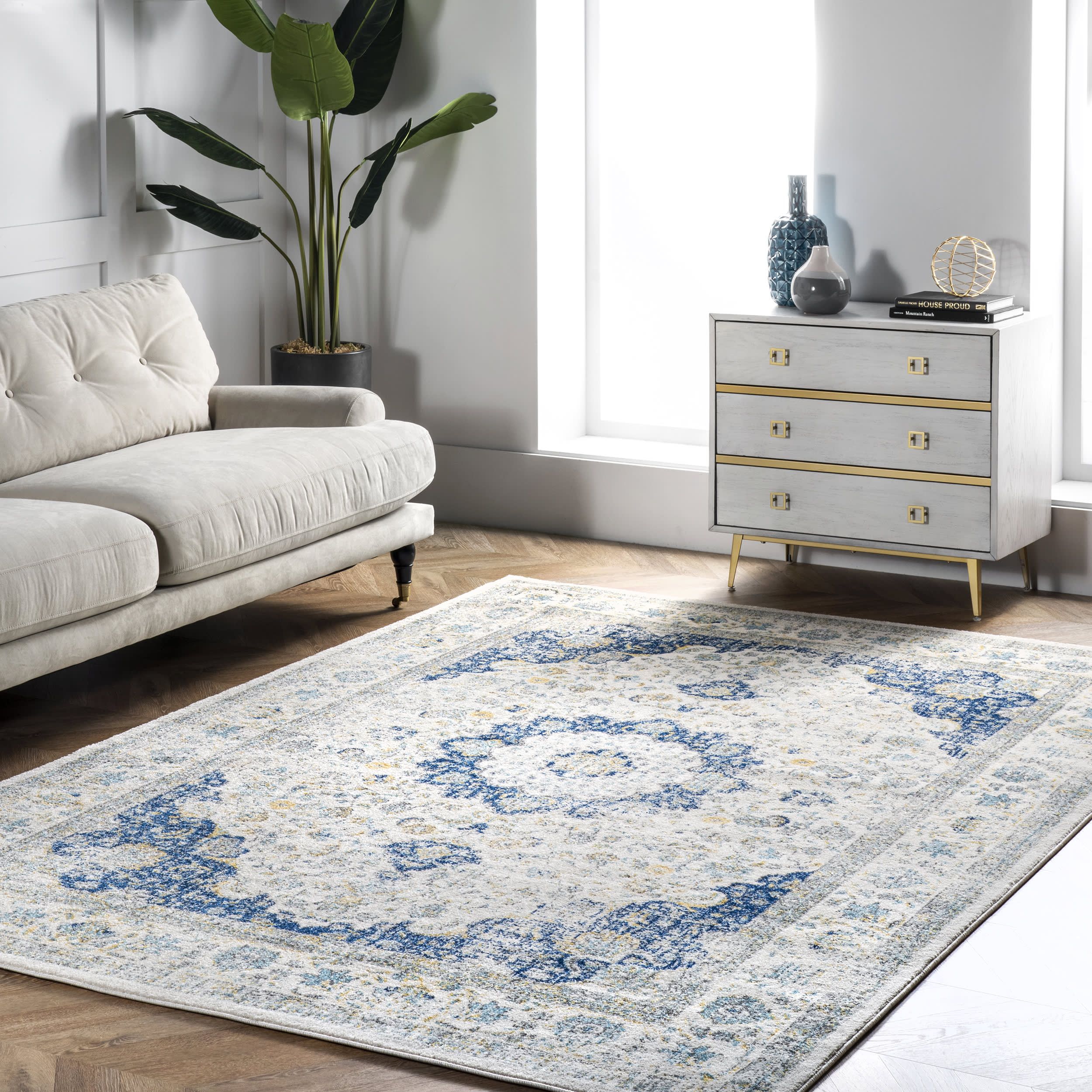 Distressed Persian Rug | Blue - Image 2