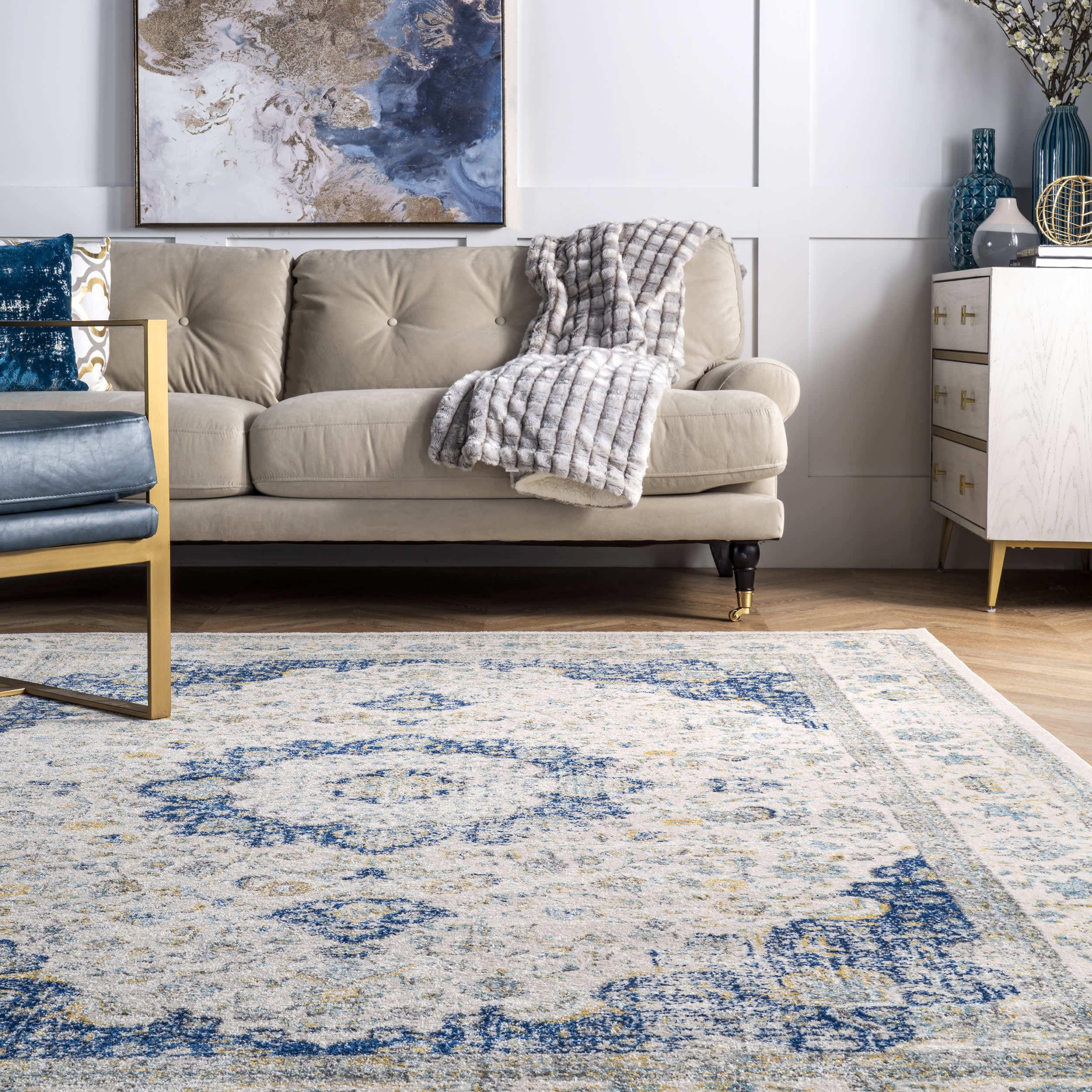 Distressed Persian Rug | Blue - Image 4