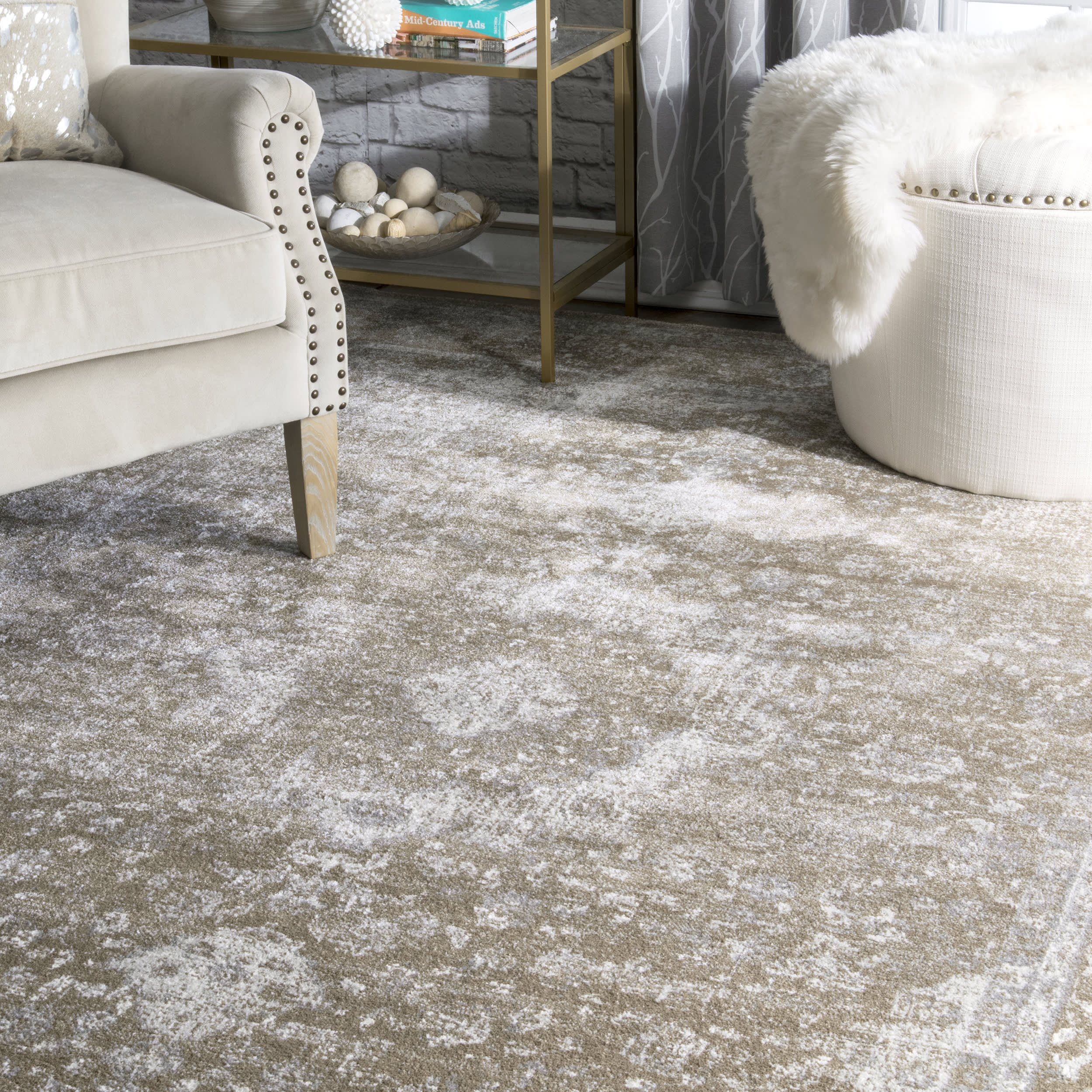 Distressed Persian Rug | Brown - Image 4