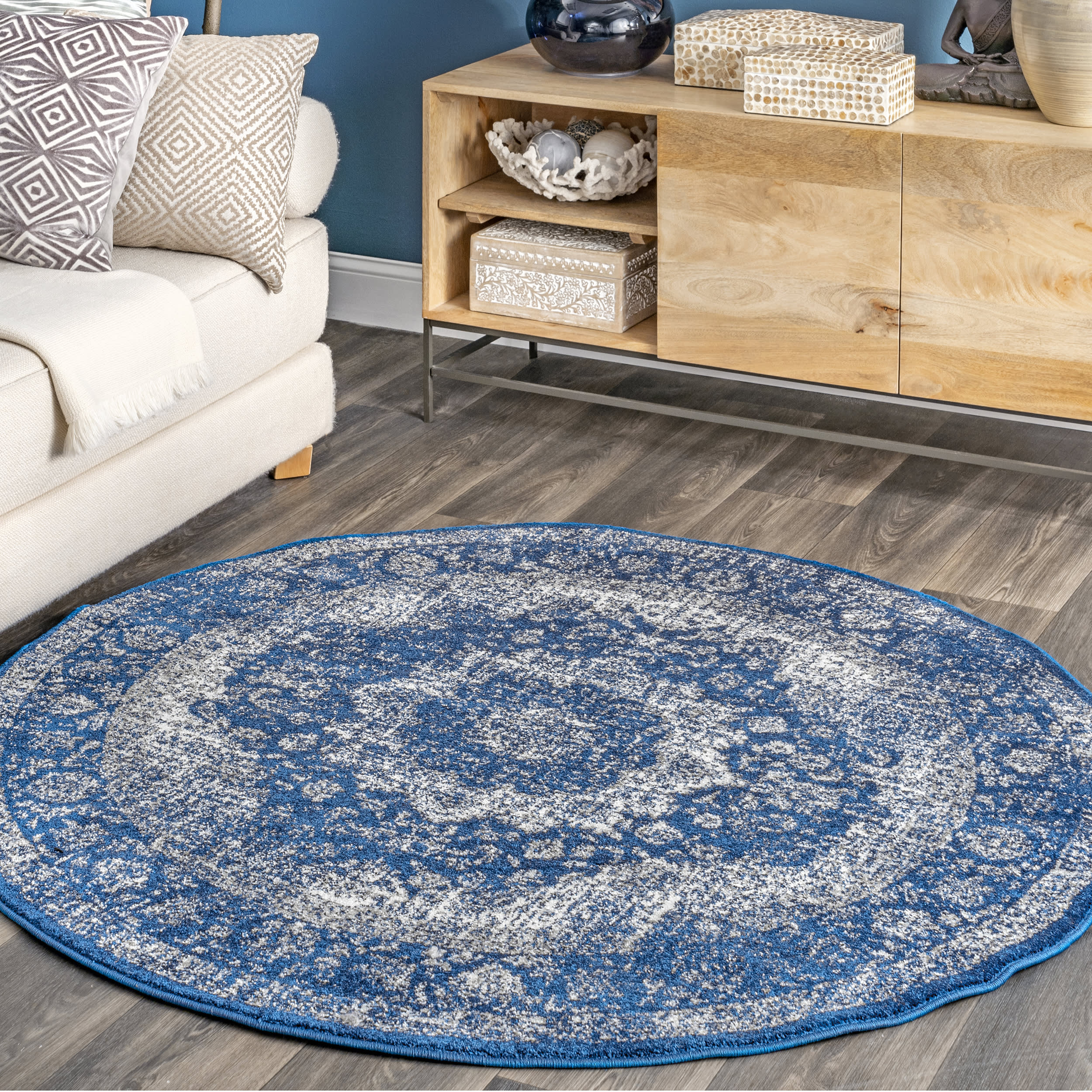 Distressed Persian Rug | Dark Blue - Image 2
