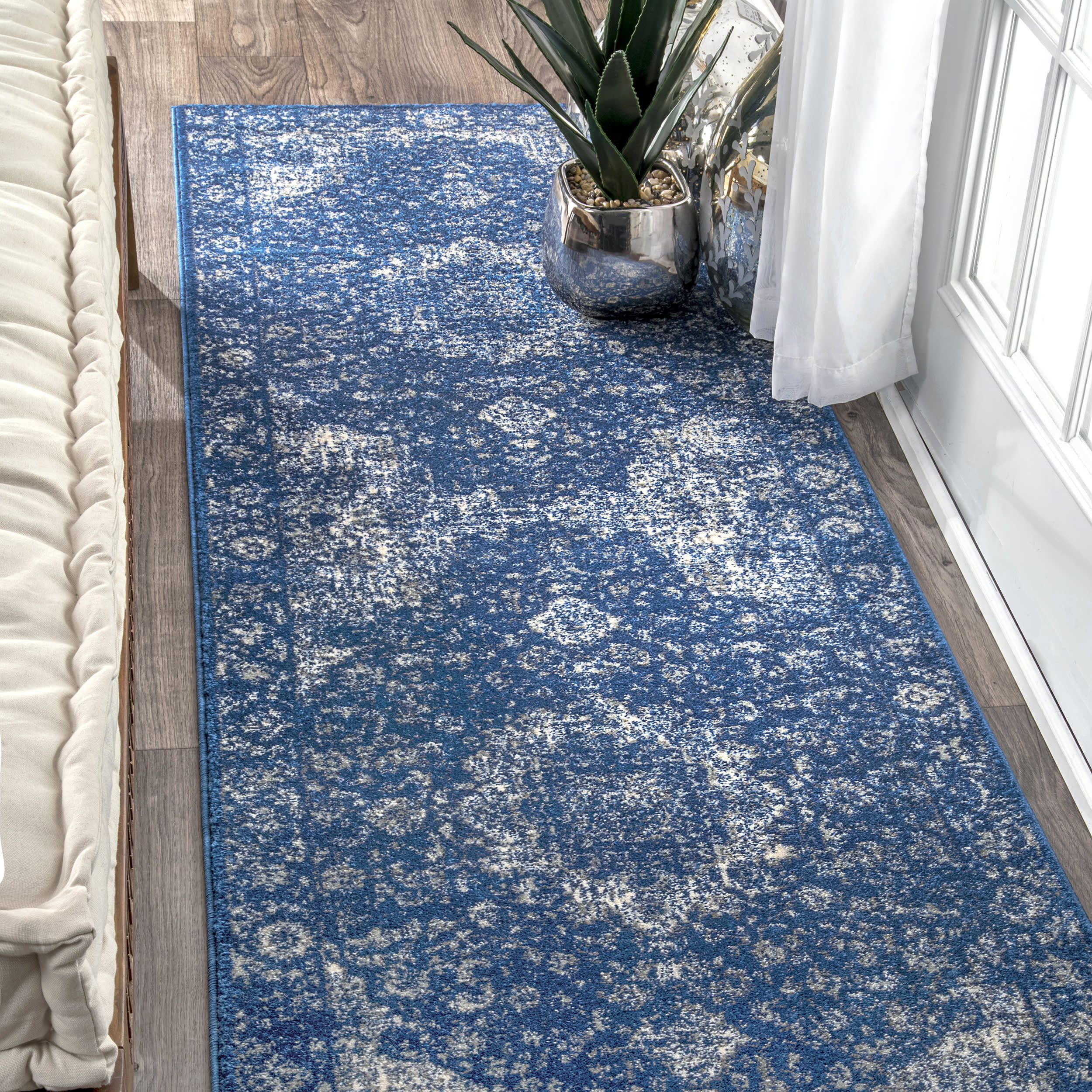 Distressed Persian Rug | Dark Blue - Image 2