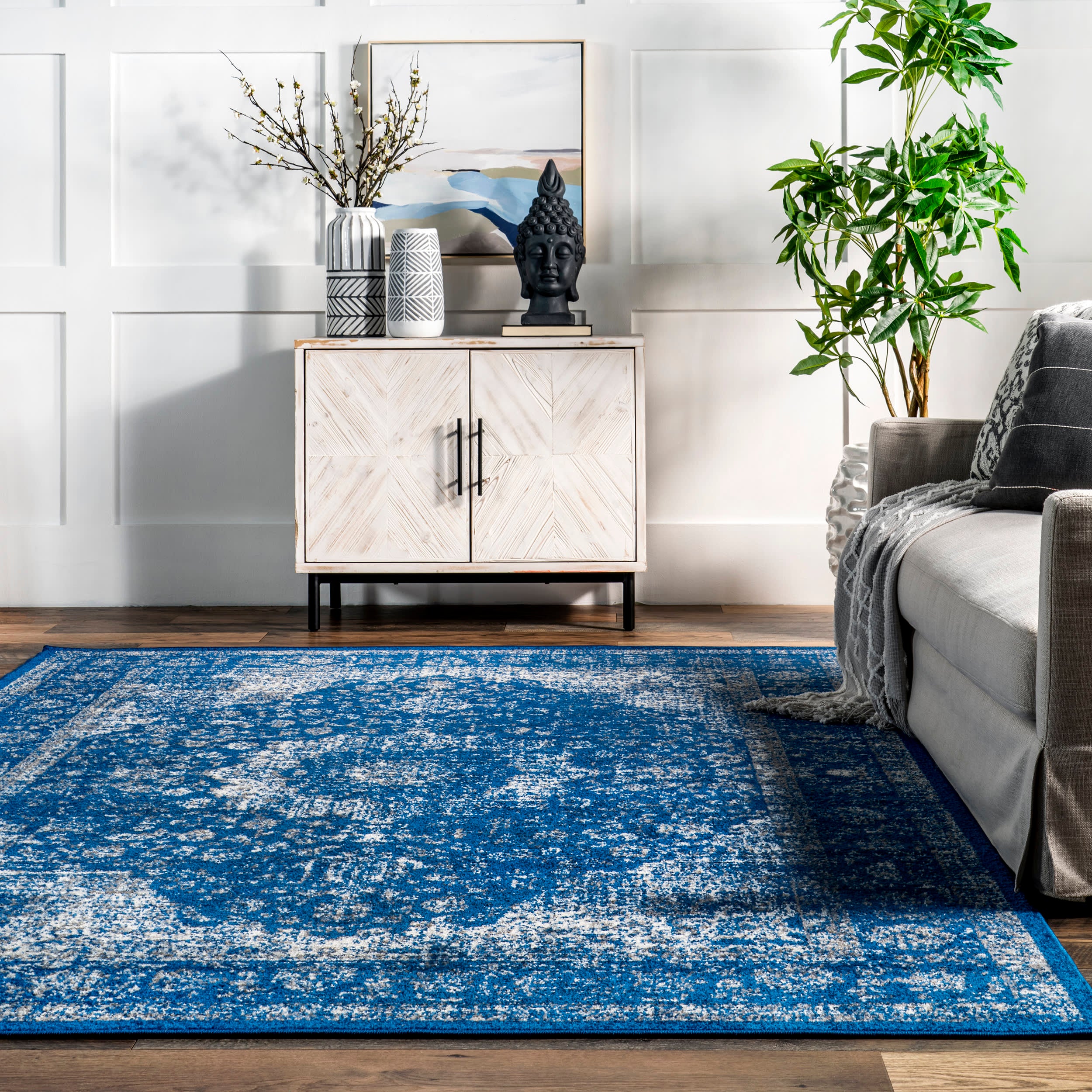 Distressed Persian Rug | Dark Blue - Image 4