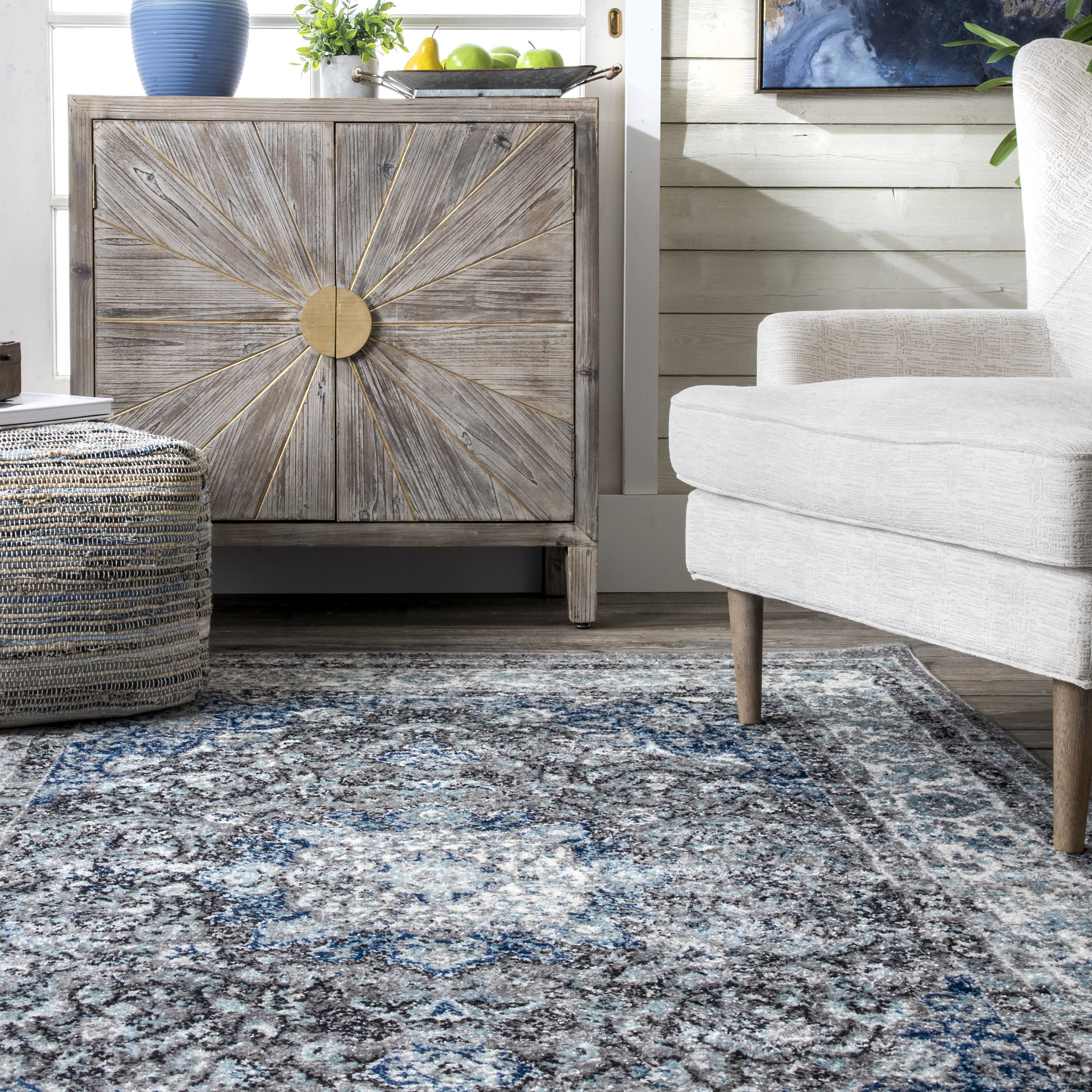 Distressed Persian Rug | Dark Grey - Image 4