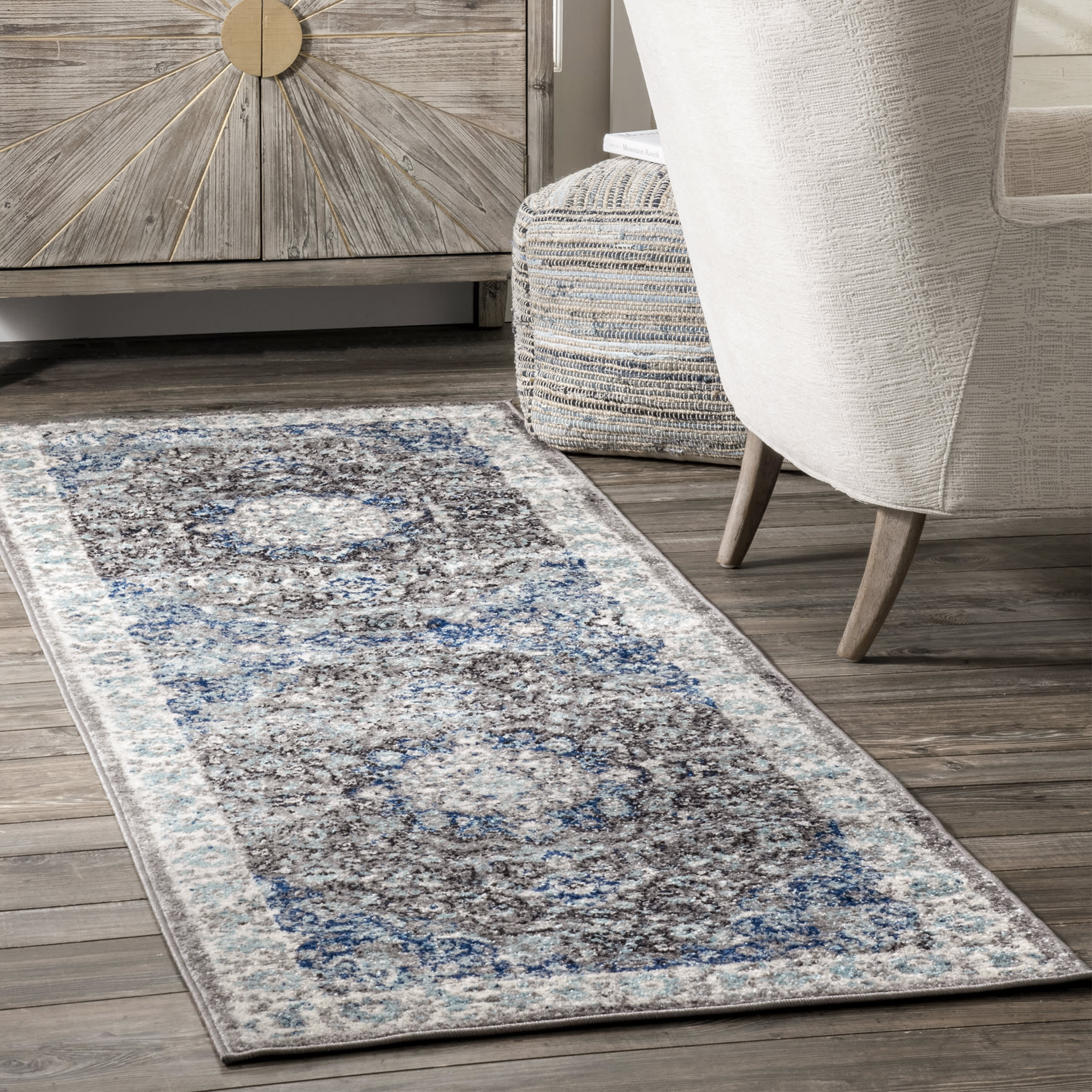Distressed Persian Rug | Dark Grey - Image 2
