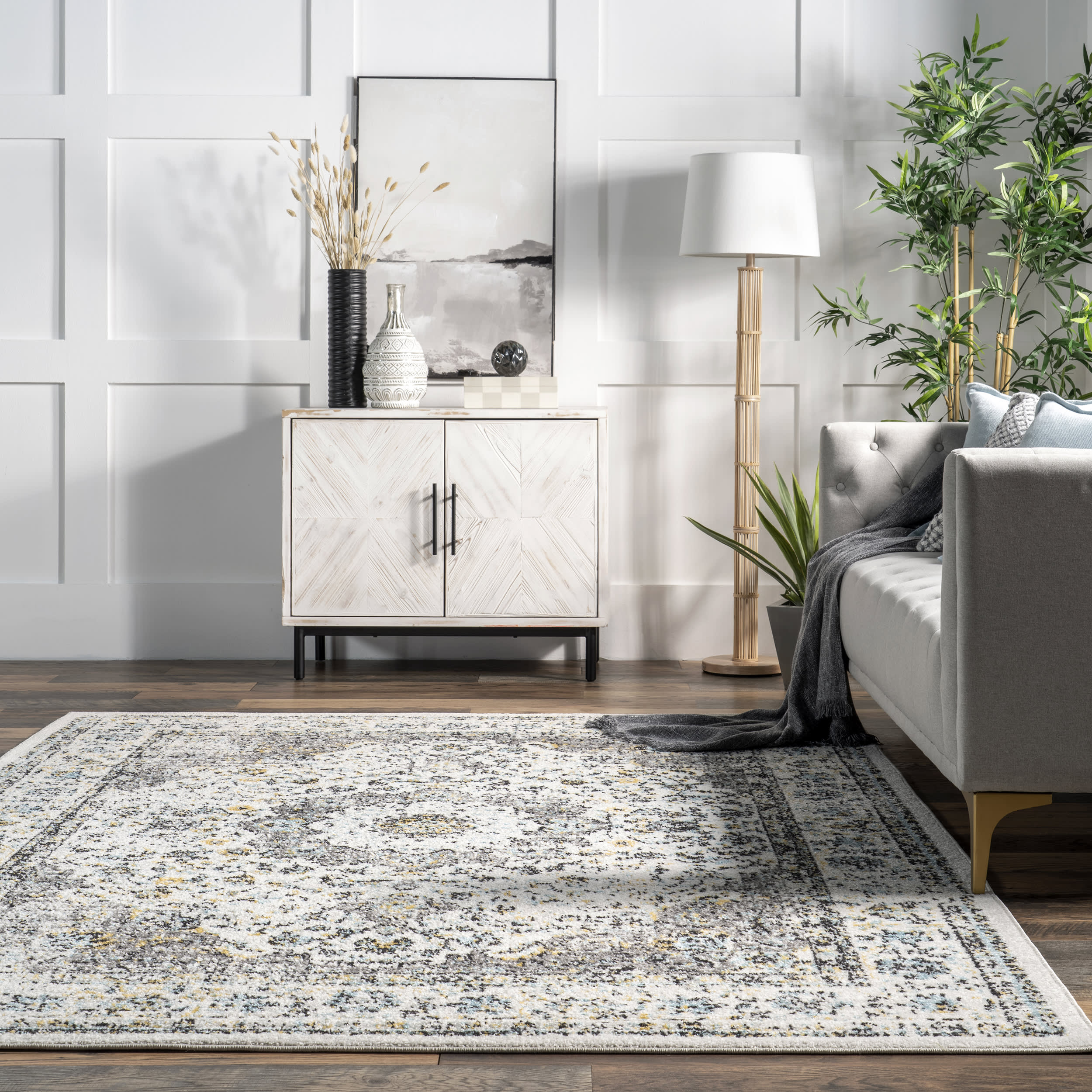 Distressed Persian Rug | Grey - Image 4