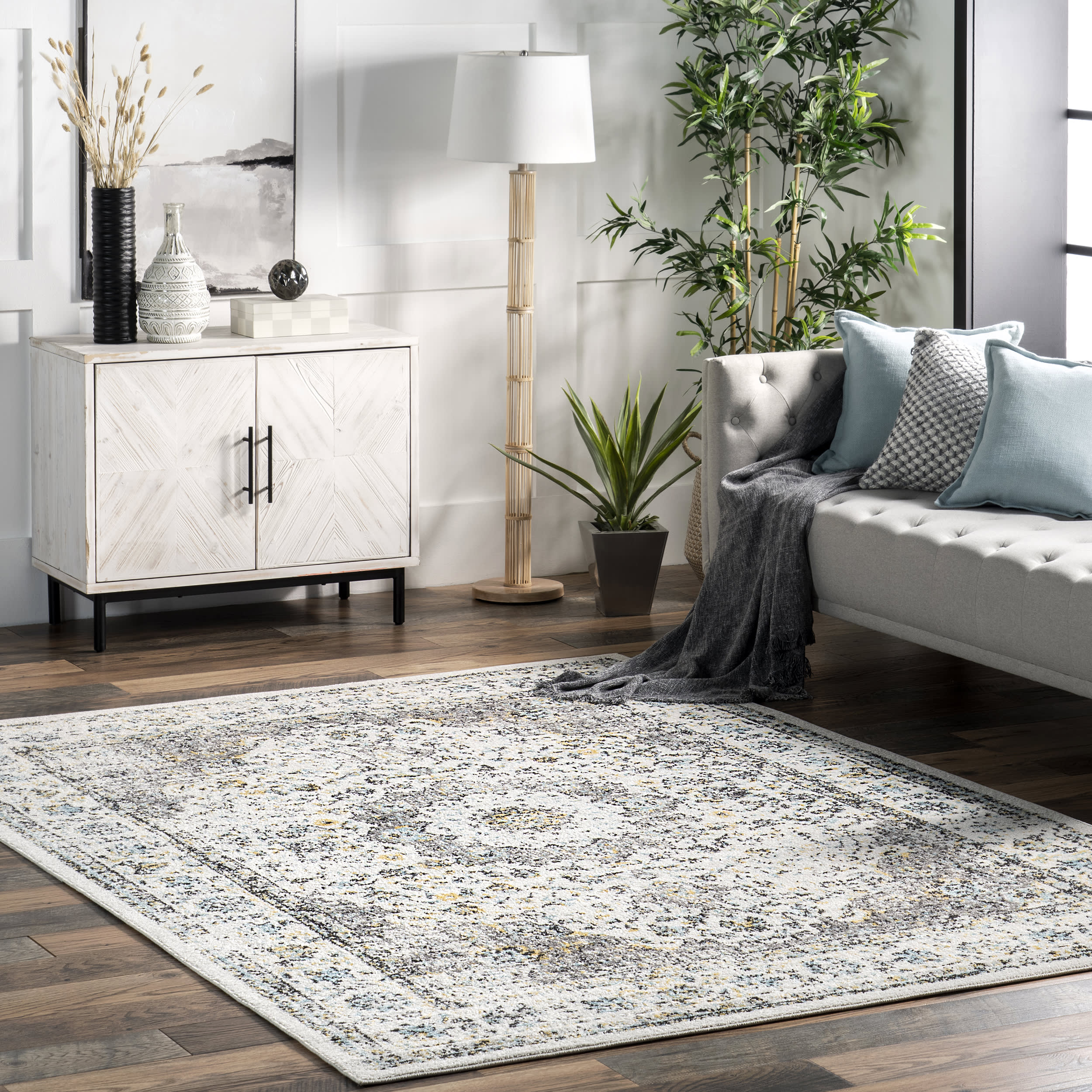 Distressed Persian Rug | Grey - Image 2