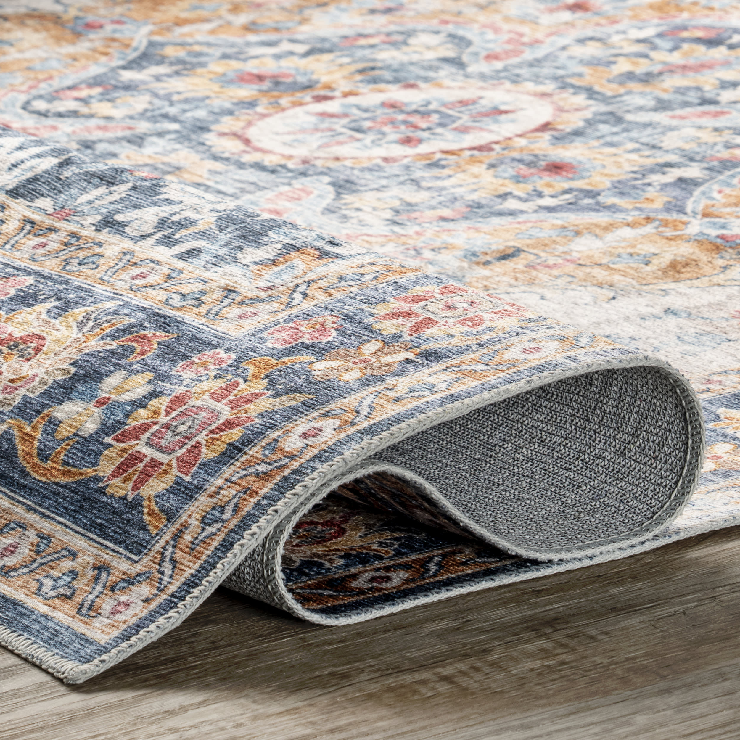 Dita Spill Proof Washable Rug | Blue Multicolor - Image 6