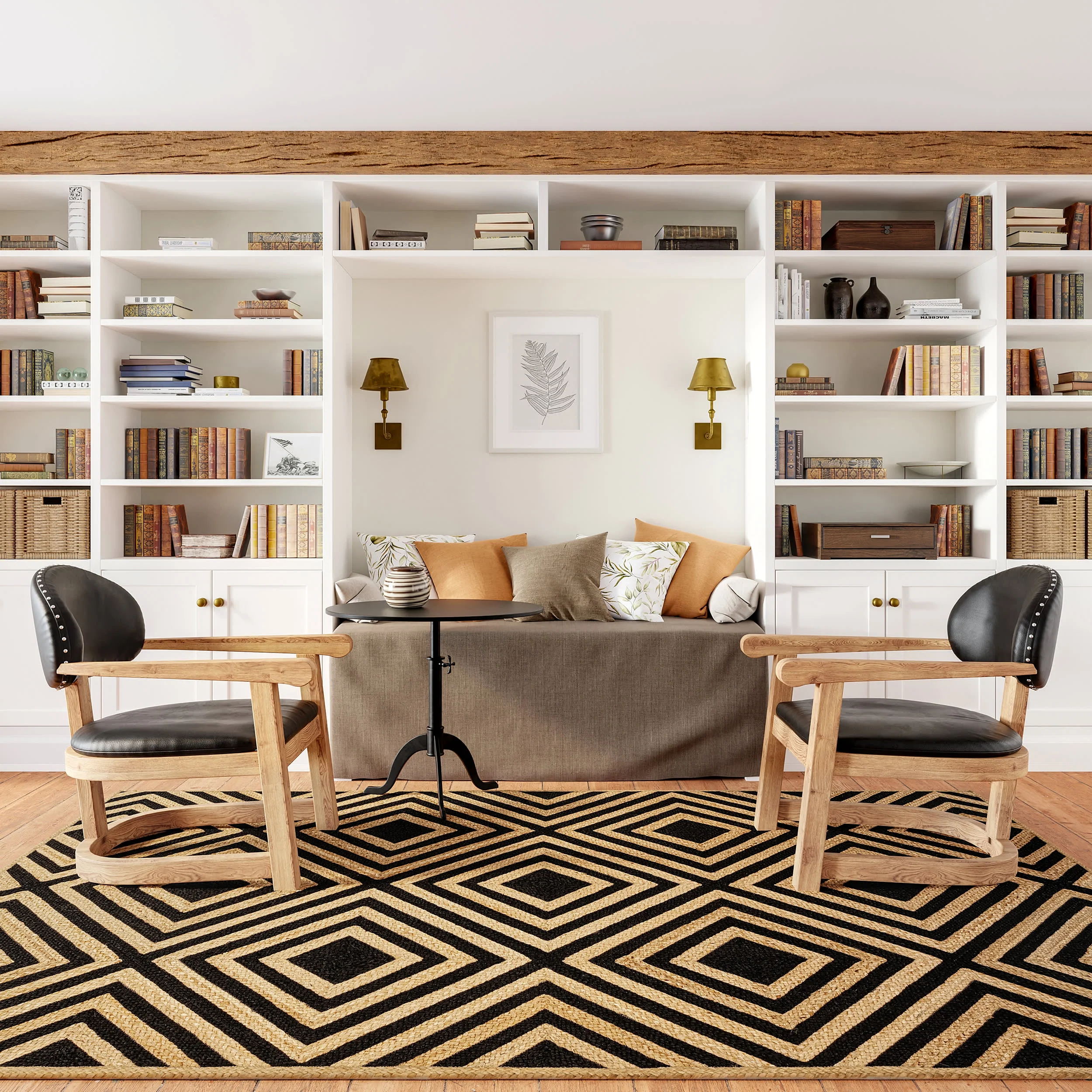 Dogwood Tiled Jute Rug | Black - Image 2