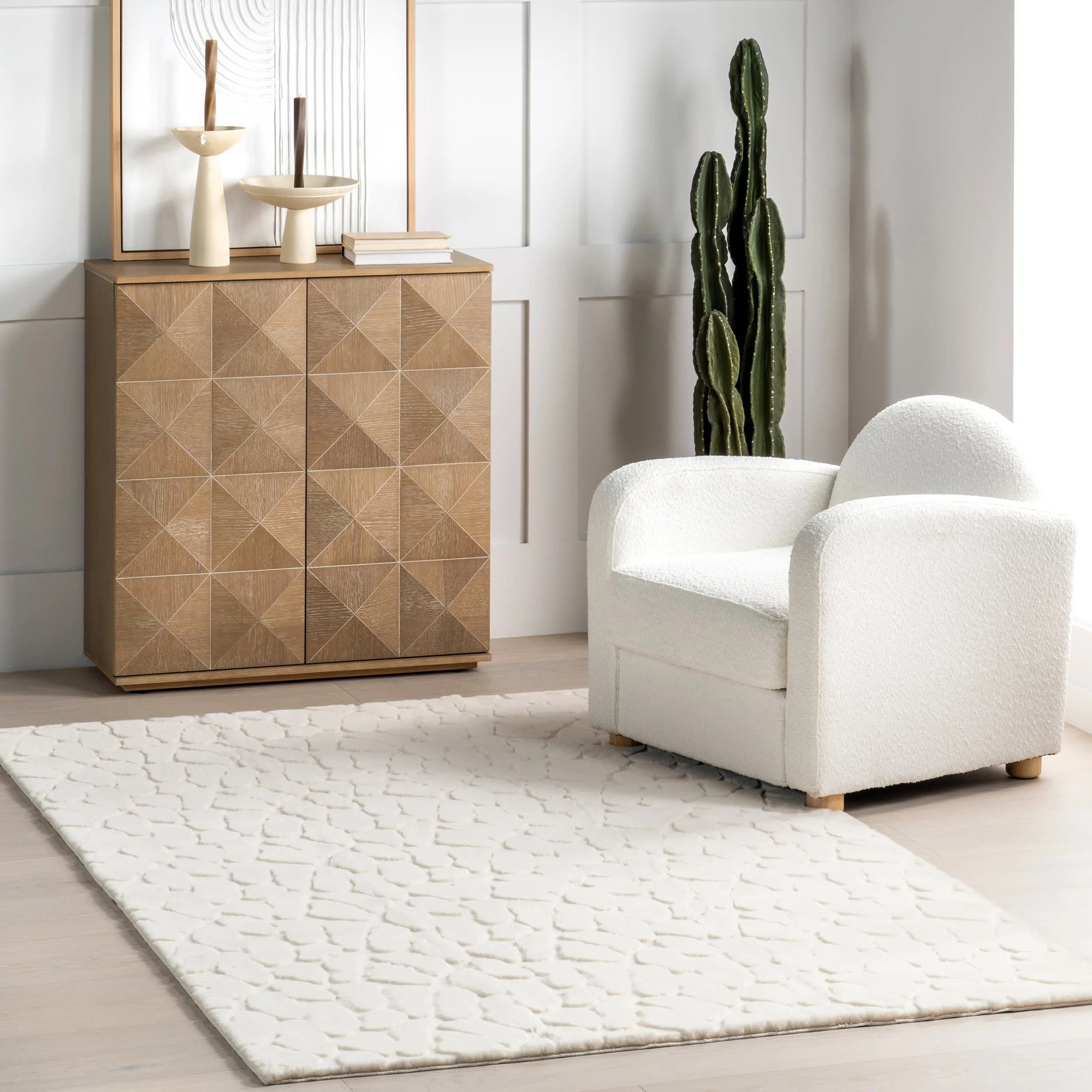 Dollie Pathway Plush Cloud Washable Rug | Off White - Image 2