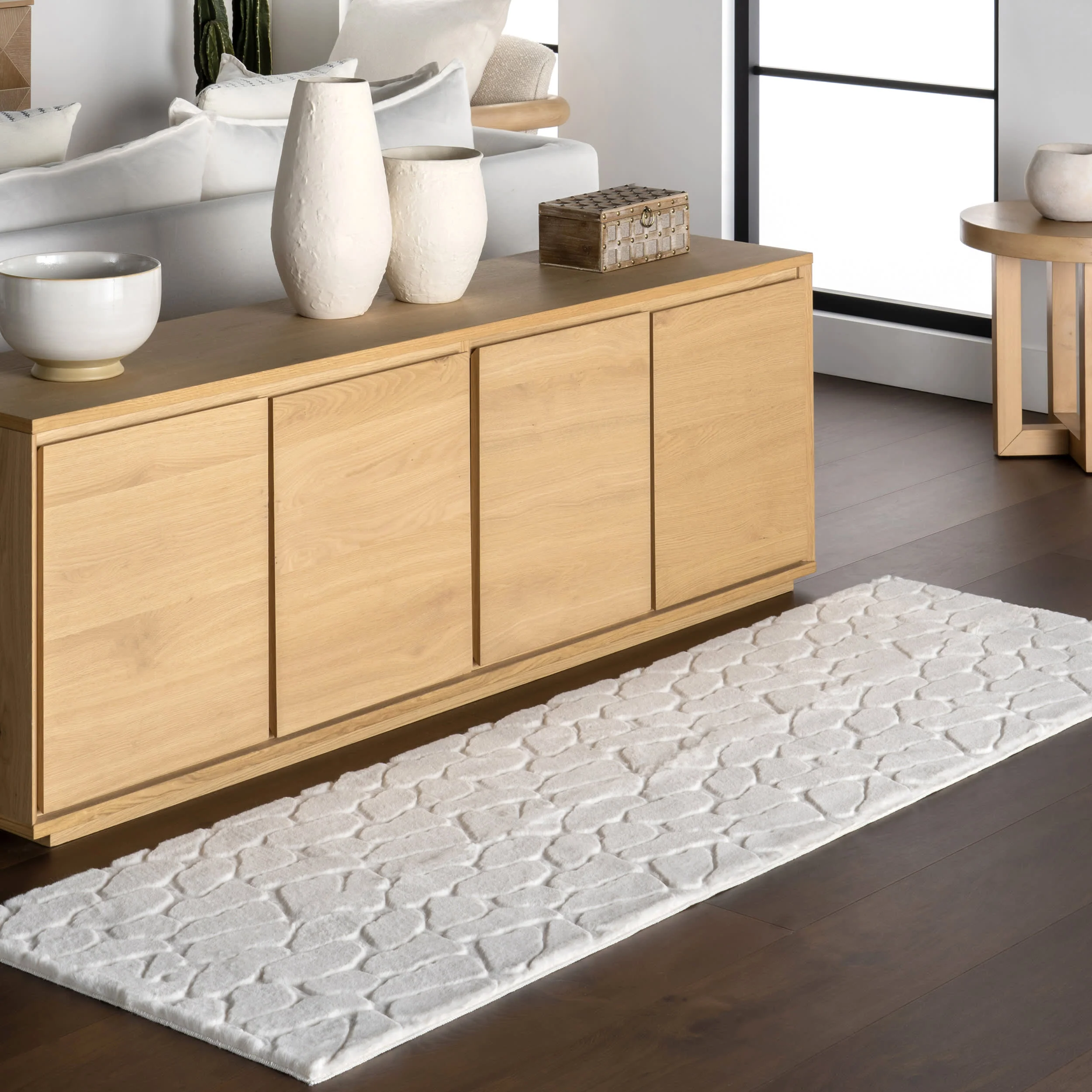 Dollie Pathway Plush Cloud Washable Rug | Off White - Image 2