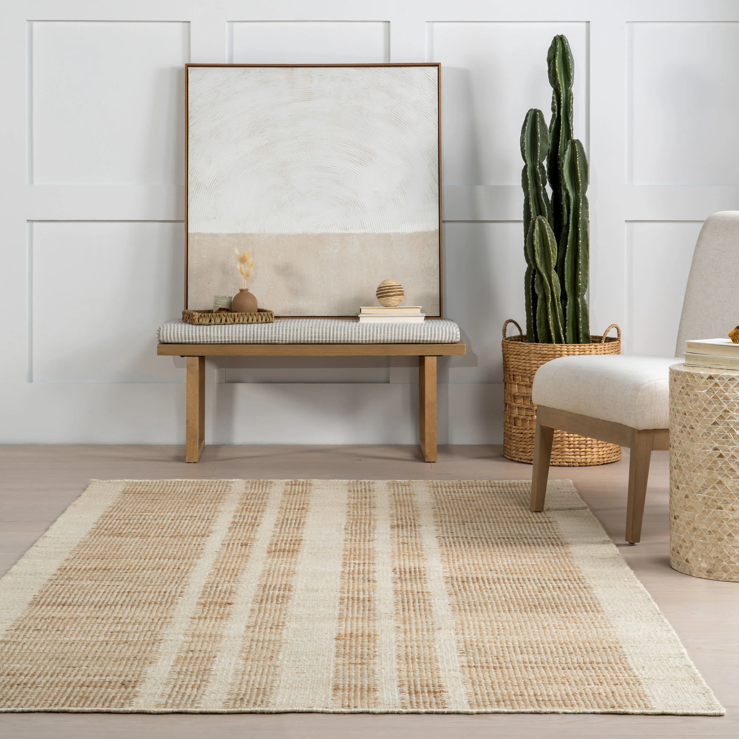 Dora Striped Jute Rug | Natural - Image 4