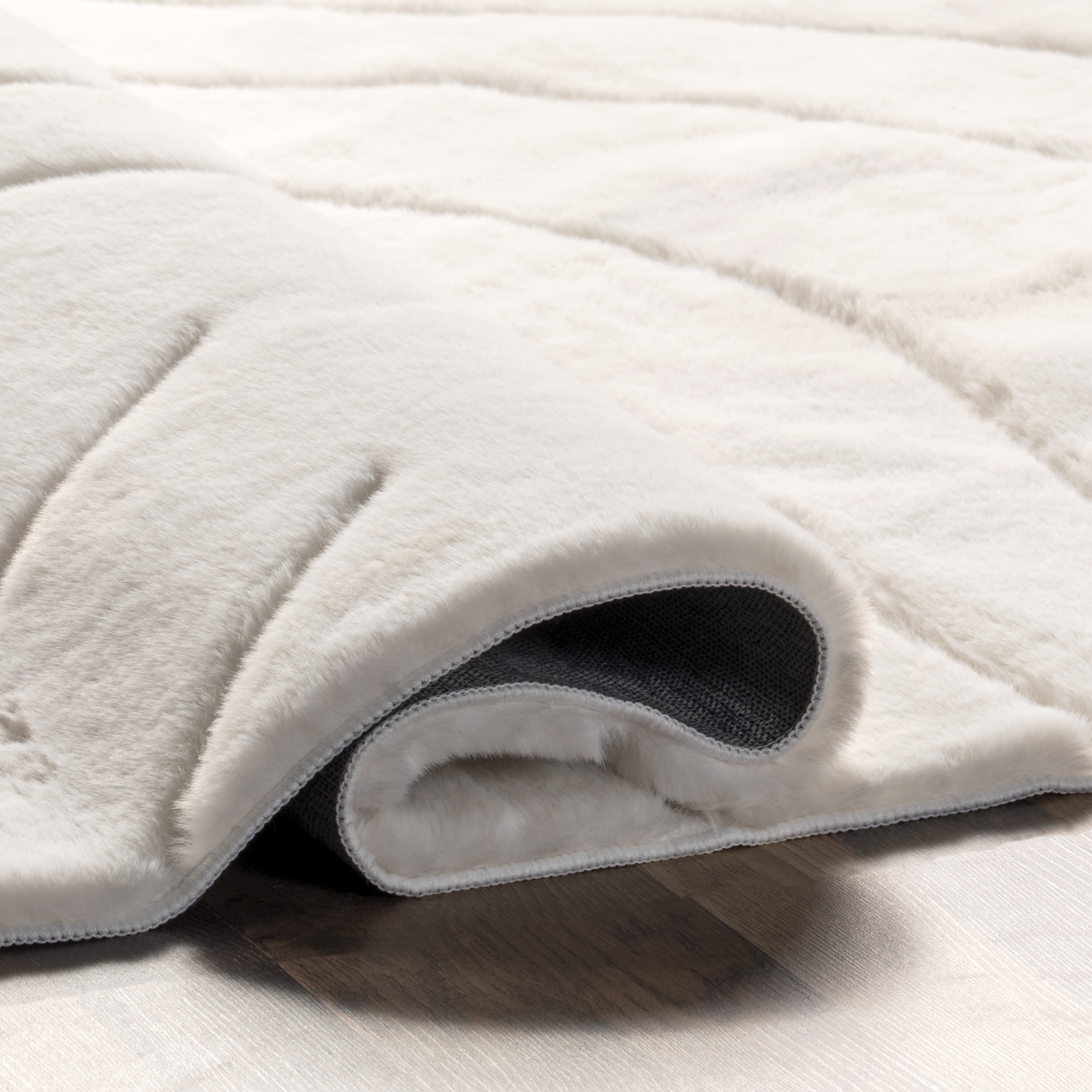 Doretta Waves Washable Faux Rabbit Rug | White - Image 10