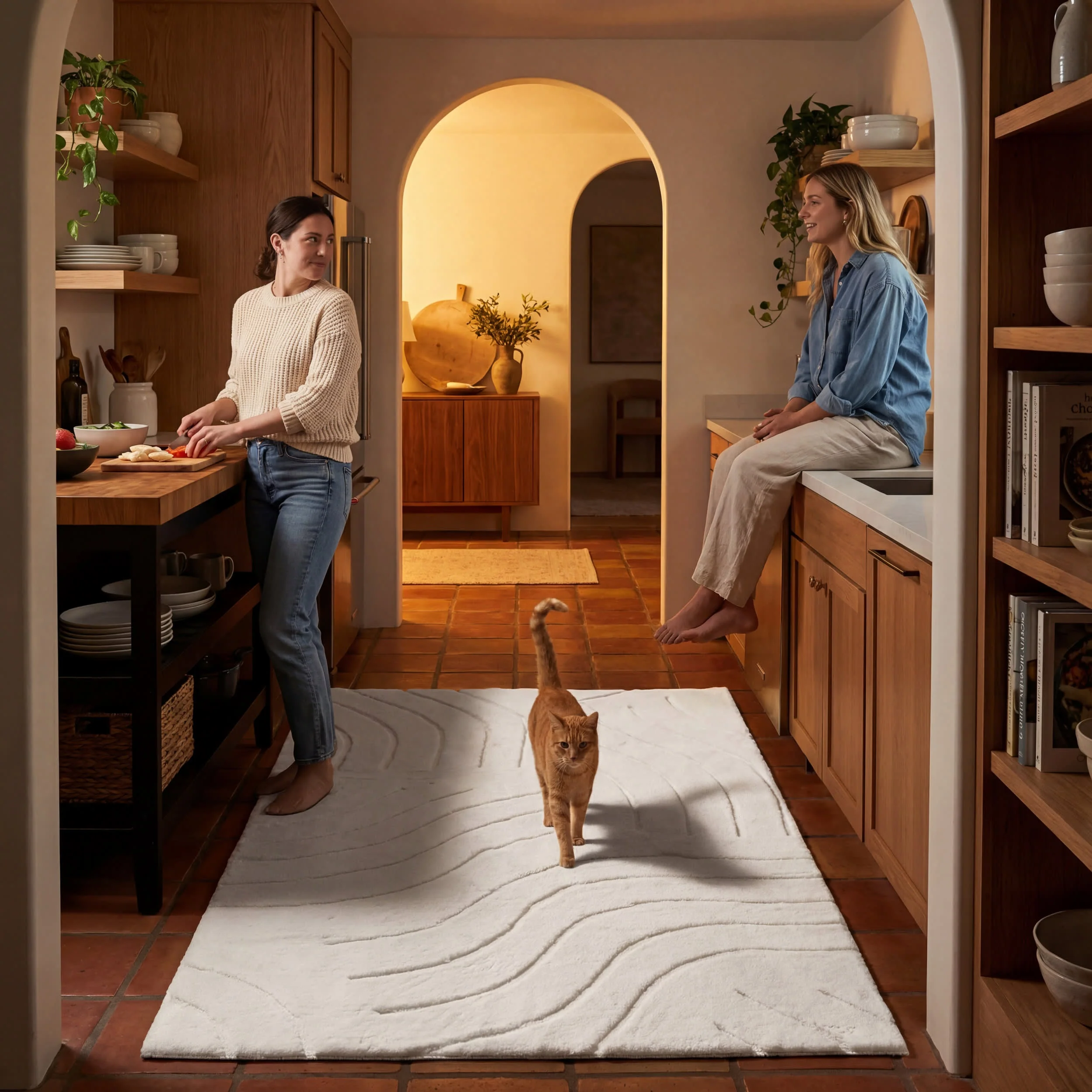 Doretta Waves Washable Faux Rabbit Rug | White - Image 8