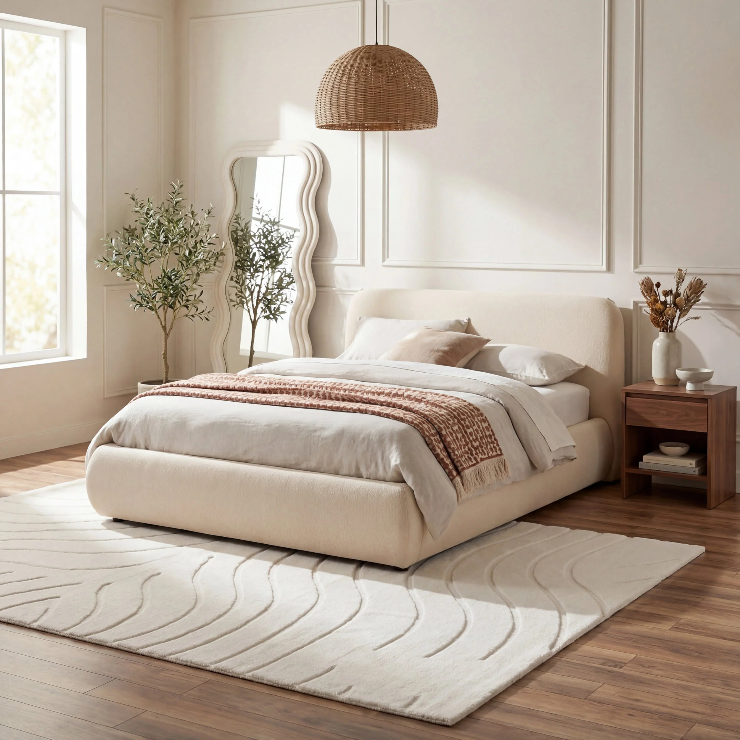 Doretta Waves Washable Faux Rabbit Rug | White - Image 9