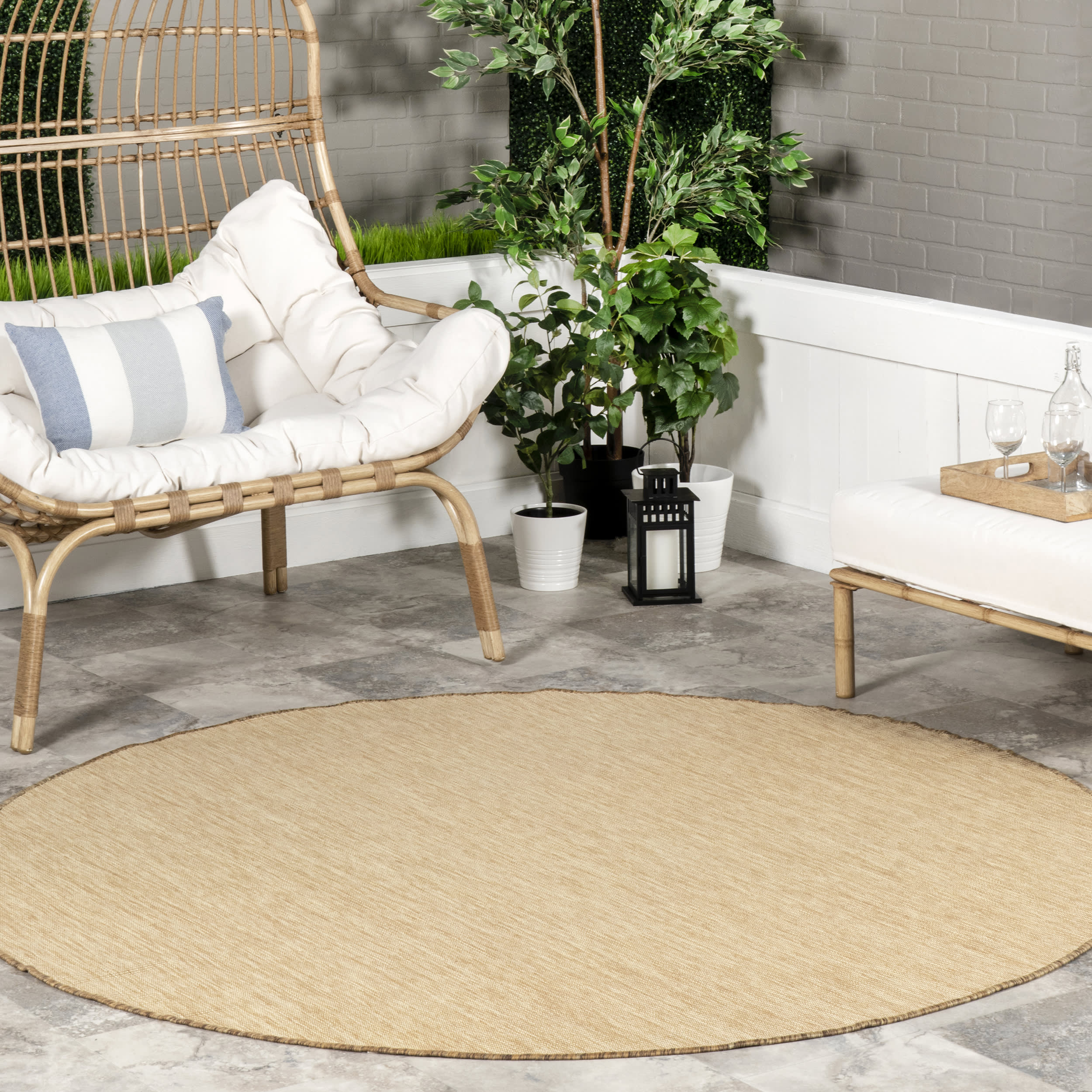 Dorinda Hazy Solid Indoor/Outdoor Rug | Brown - Image 2
