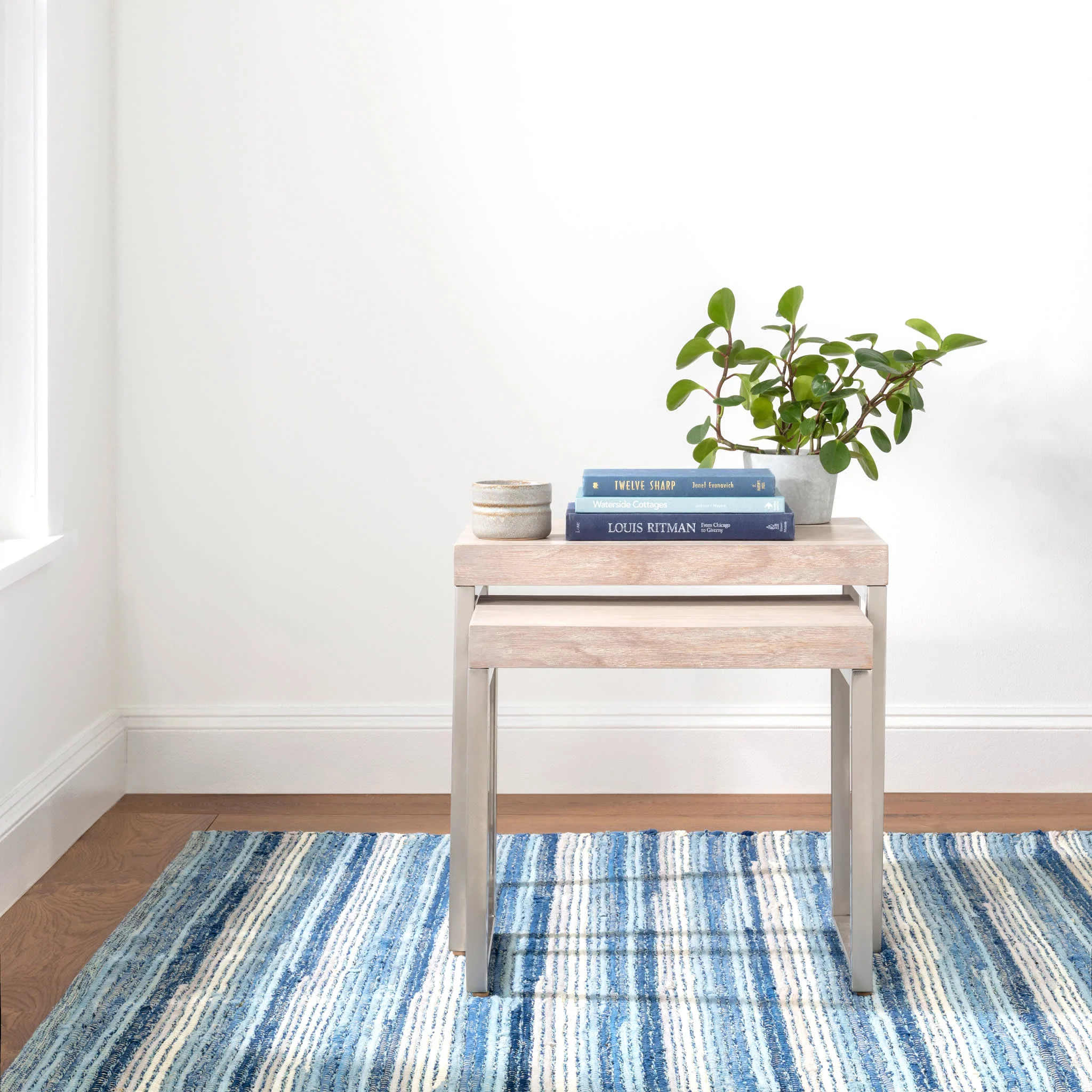 Dorothy Handwoven Cotton Rug | Blue - Image 2