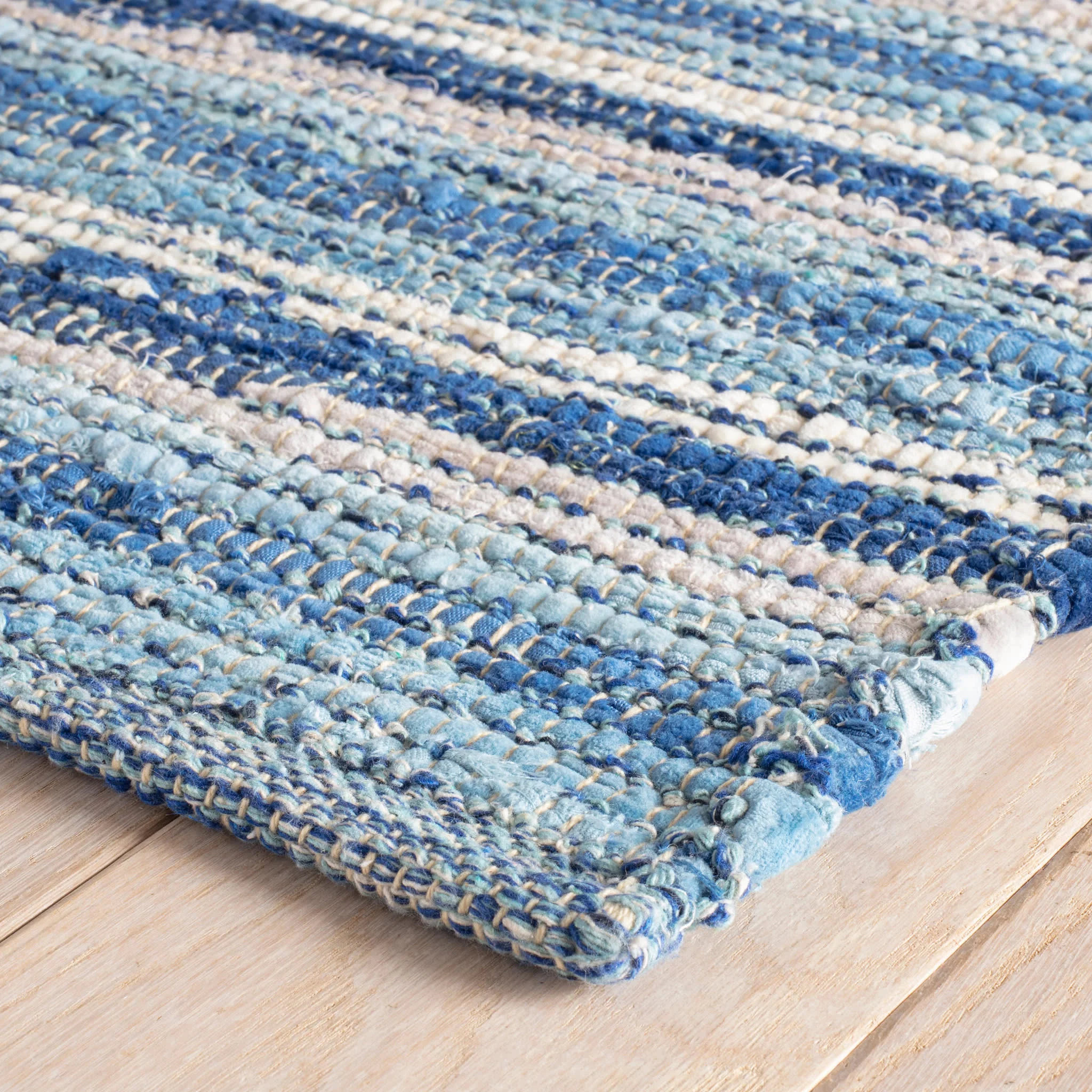 Dorothy Handwoven Cotton Rug | Blue - Image 4