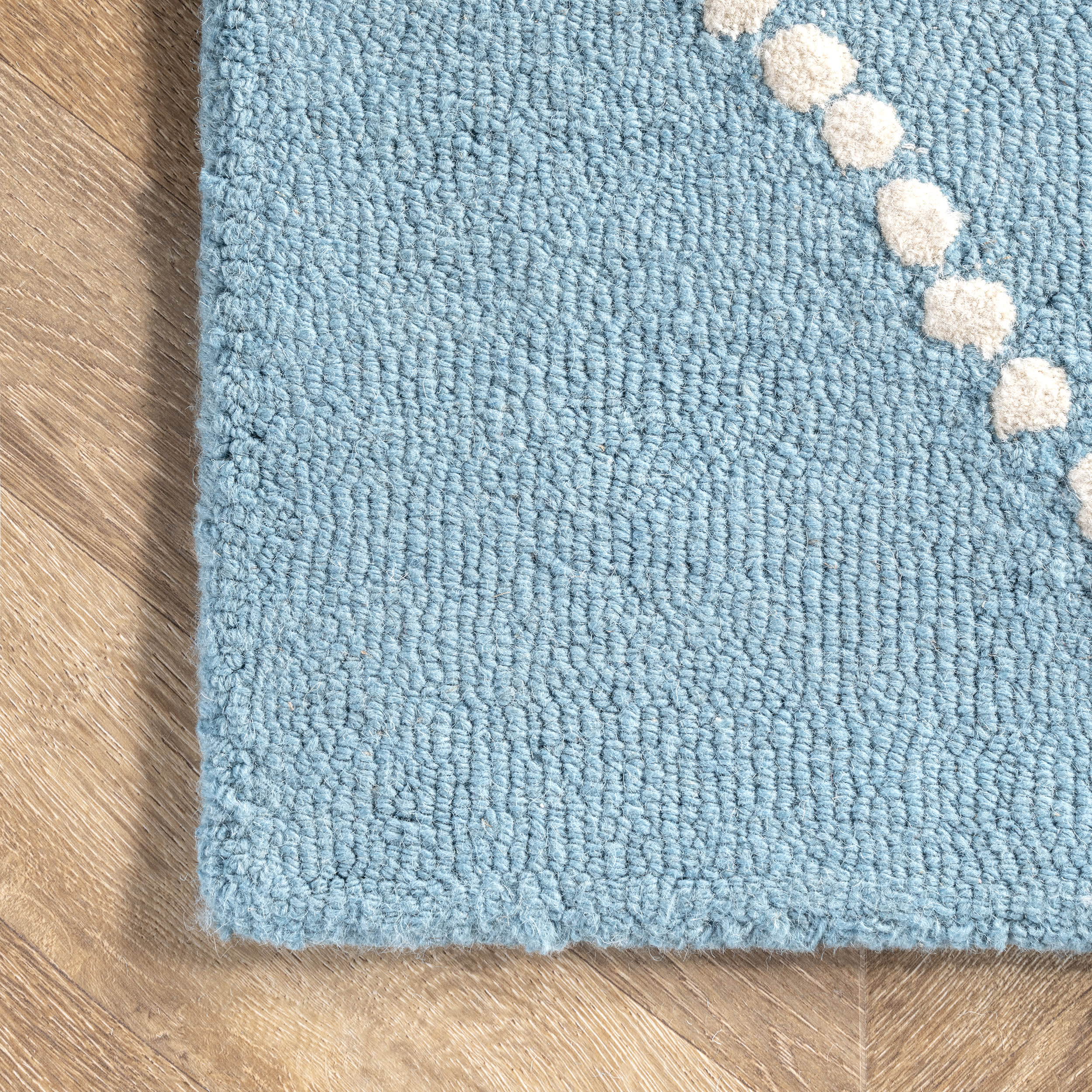 Dotted Diamond Trellis Nursery Rug | Aqua - Image 3