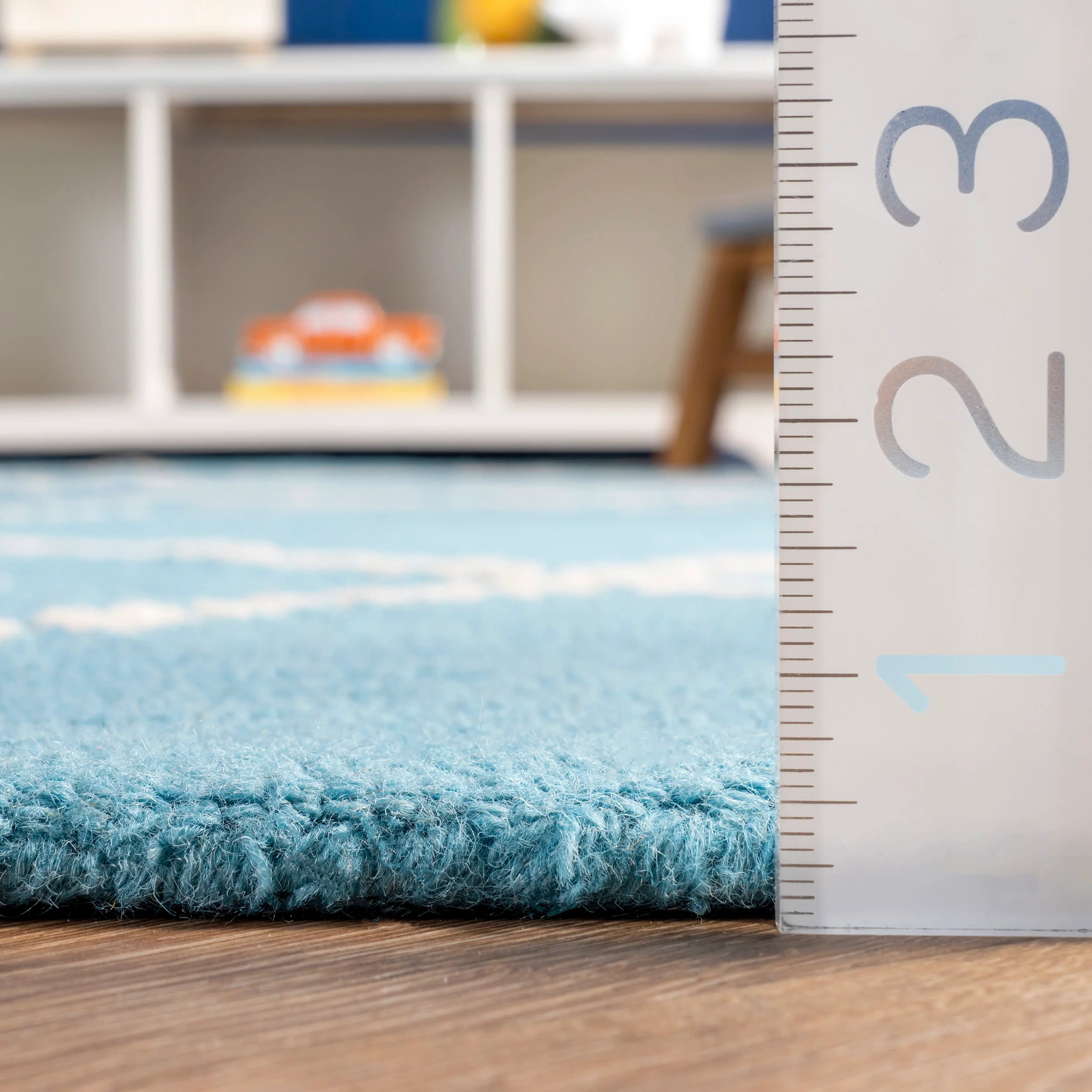Dotted Diamond Trellis Nursery Rug | Aqua - Image 5