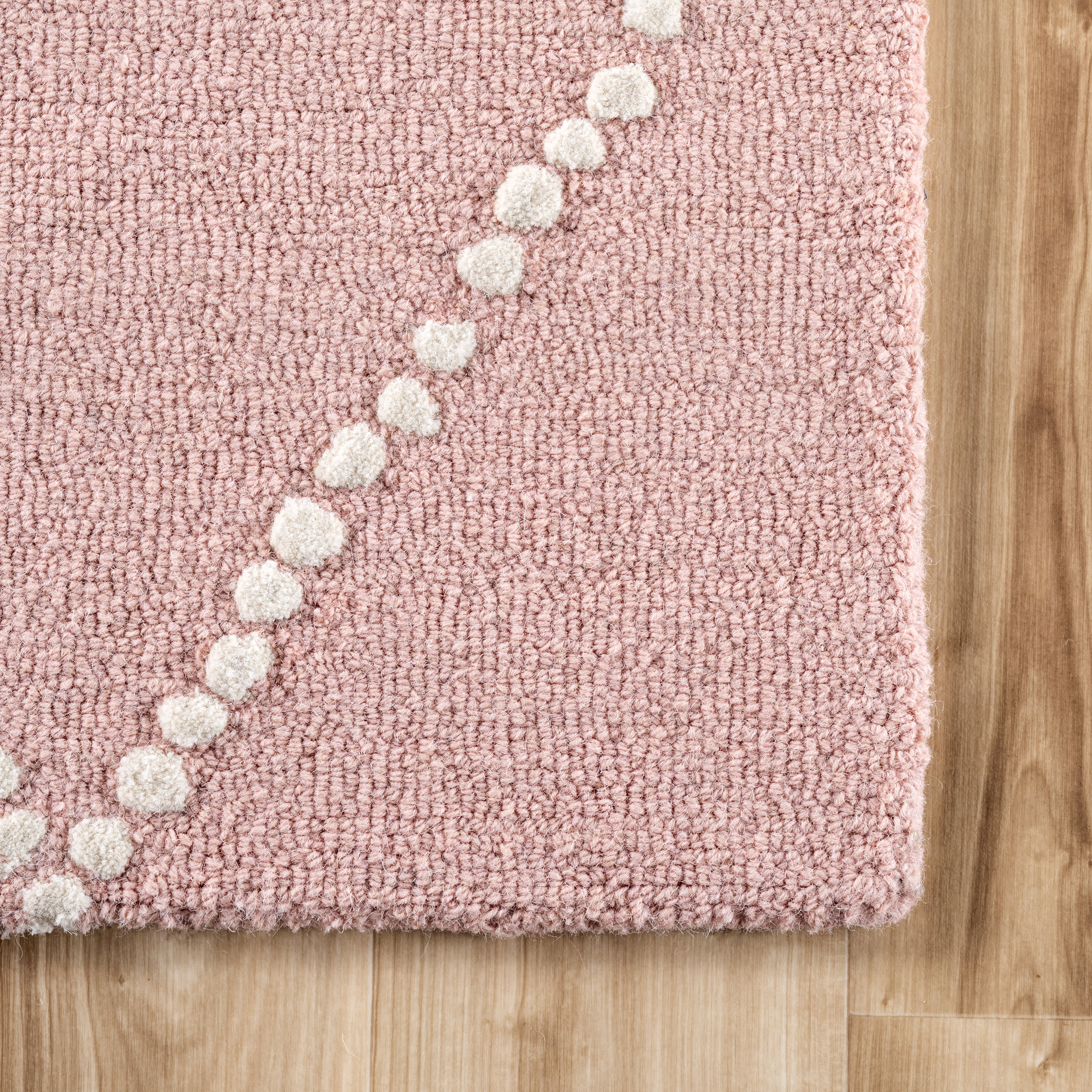 Dotted Diamond Trellis Nursery Rug | Baby Pink - Image 3