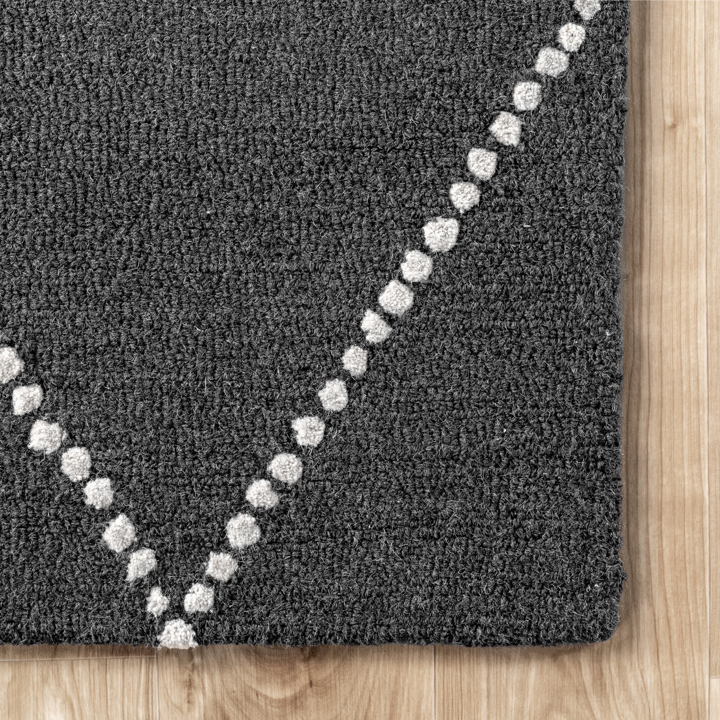 Dotted Diamond Trellis Nursery Rug | Charcoal - Image 3