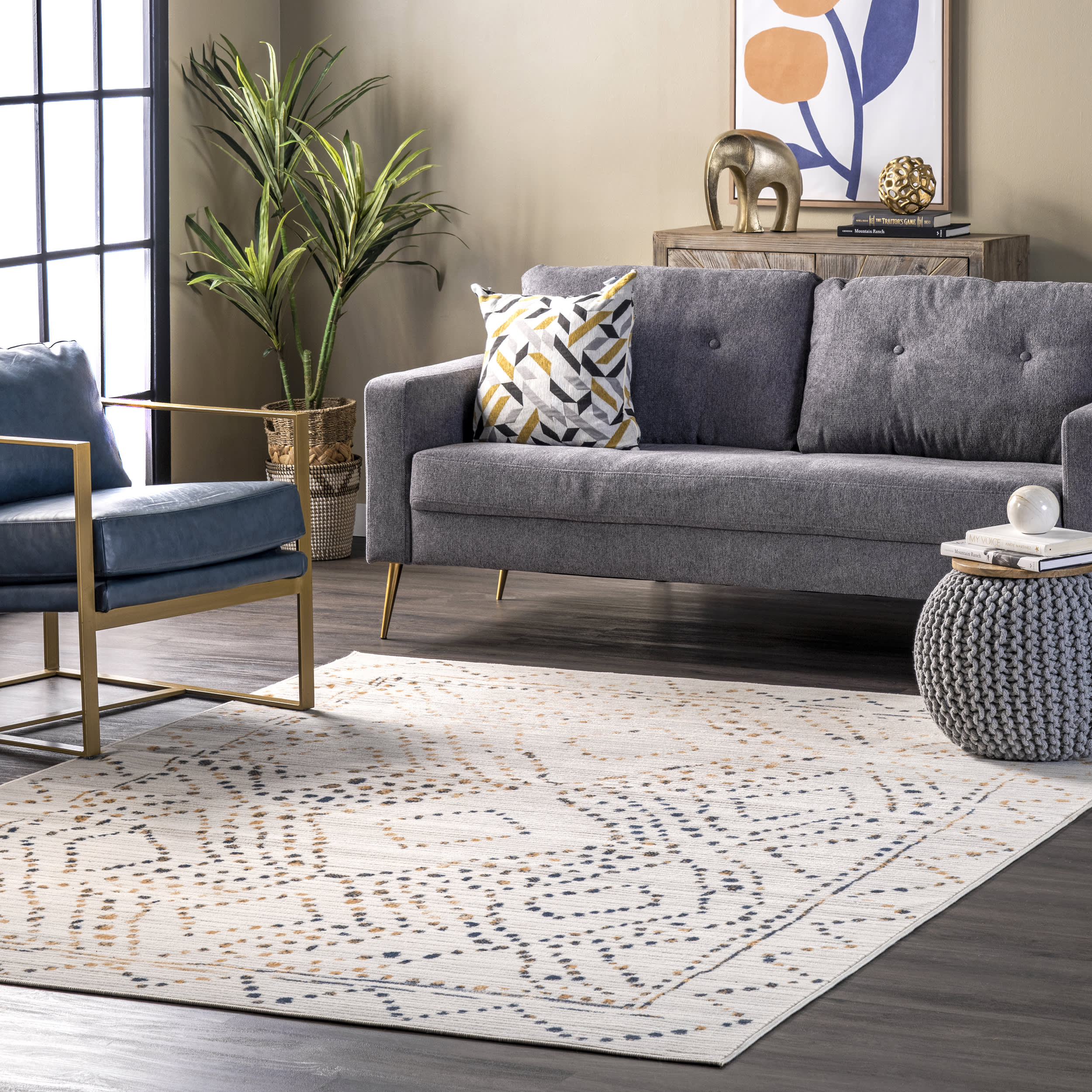 Dotted Diamond Trellis Rug | Beige - Image 2