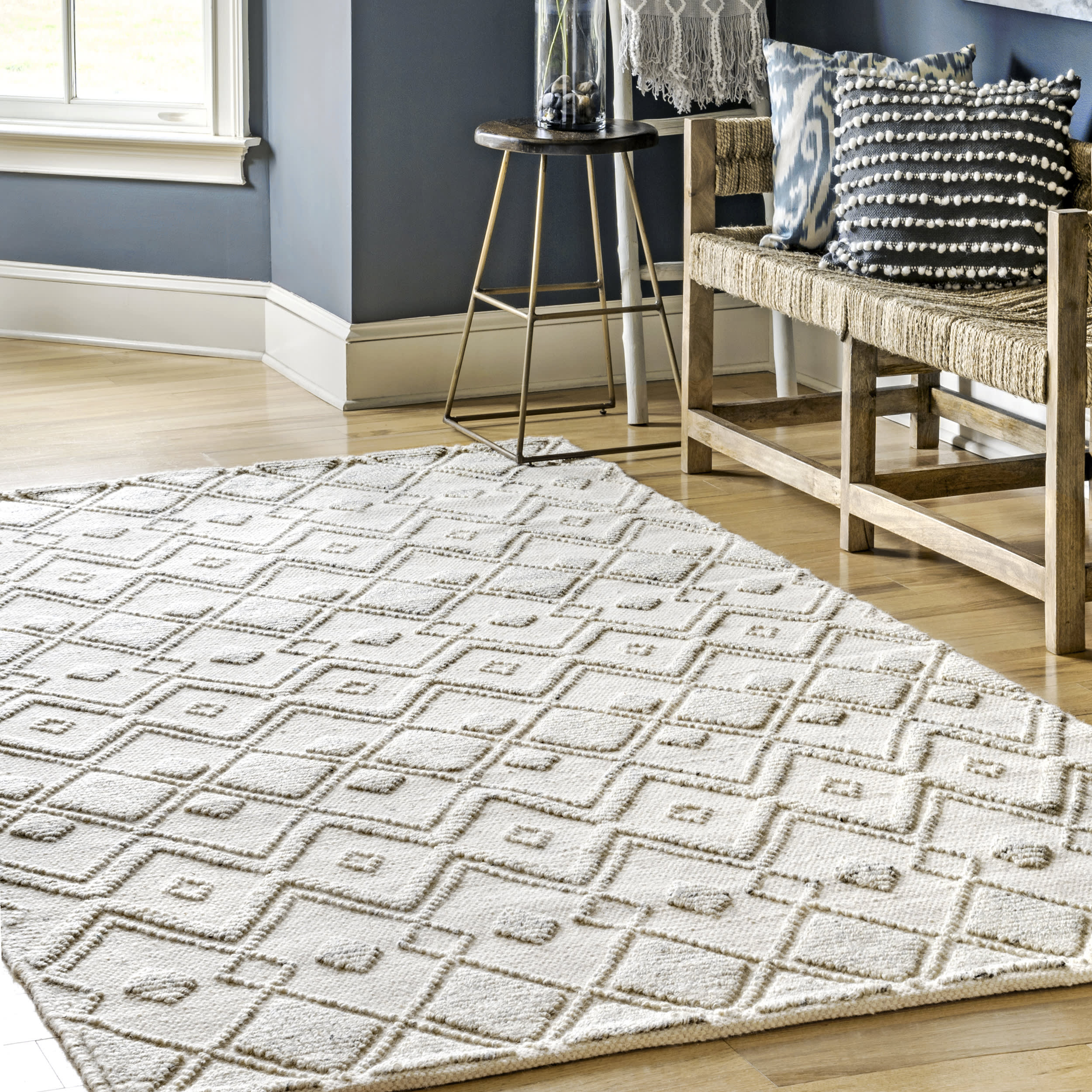 Dotted Diamonds Texture Rug | Ivory - Image 2