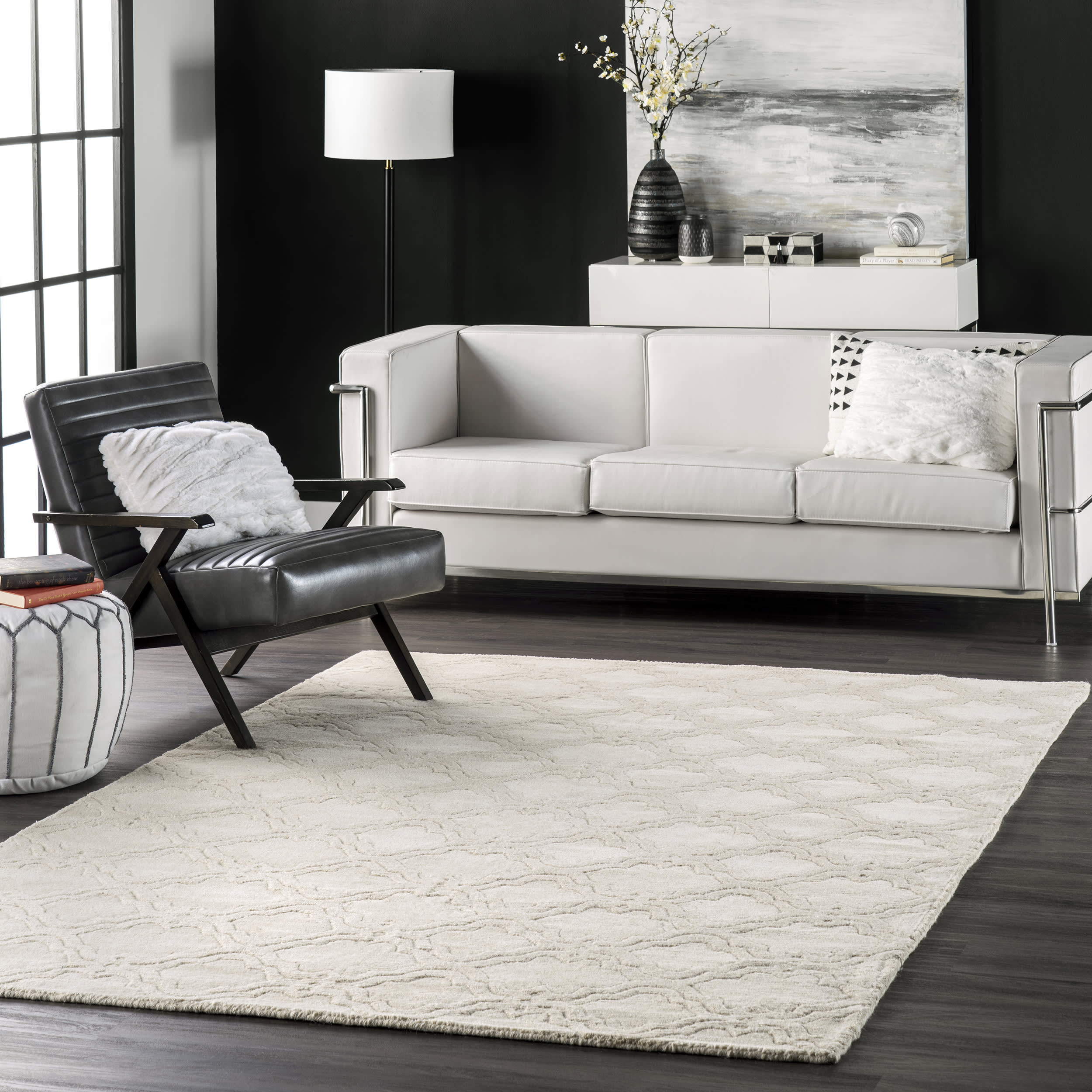 Double Carved Trellis Rug | Cream - Image 2
