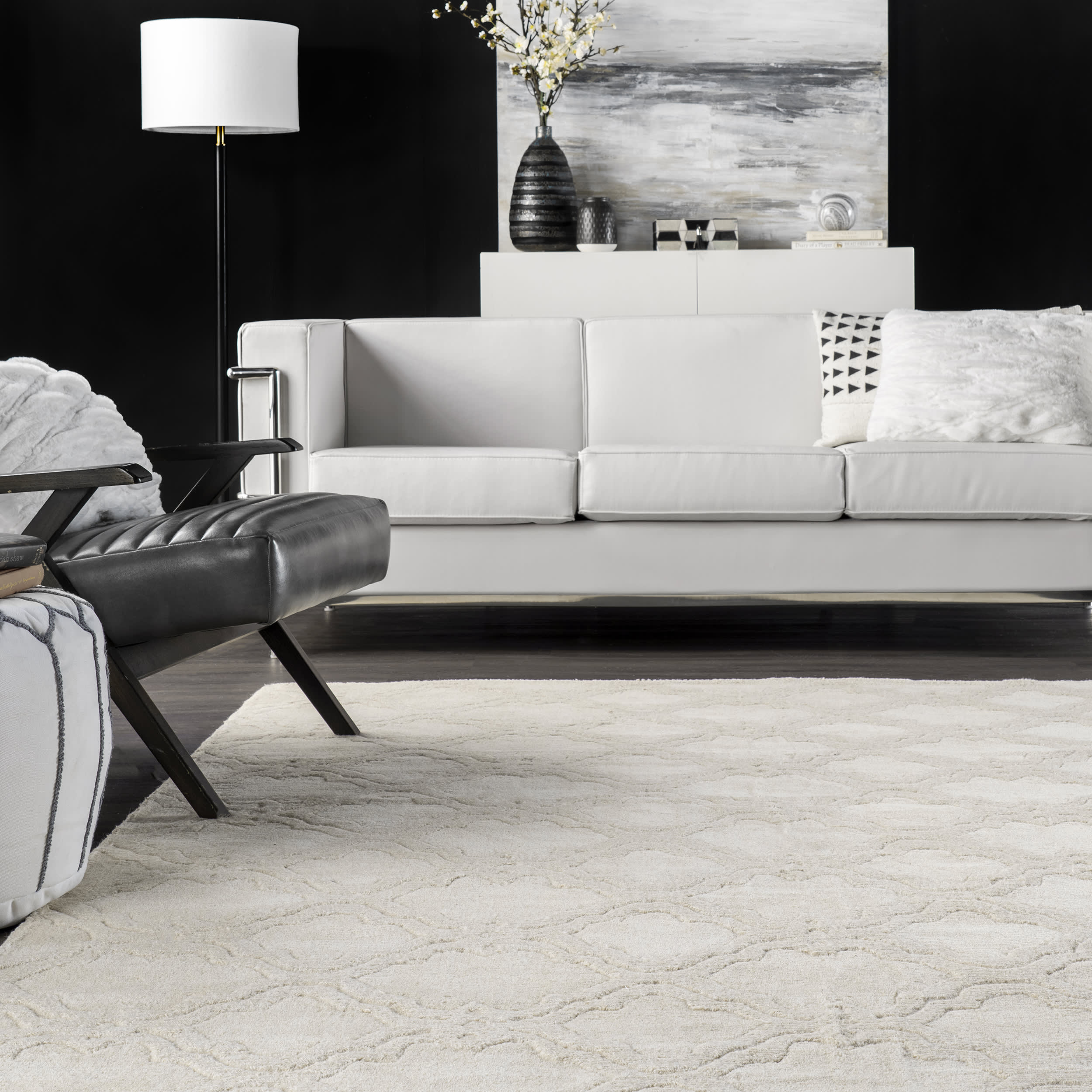 Double Carved Trellis Rug | Cream - Image 4