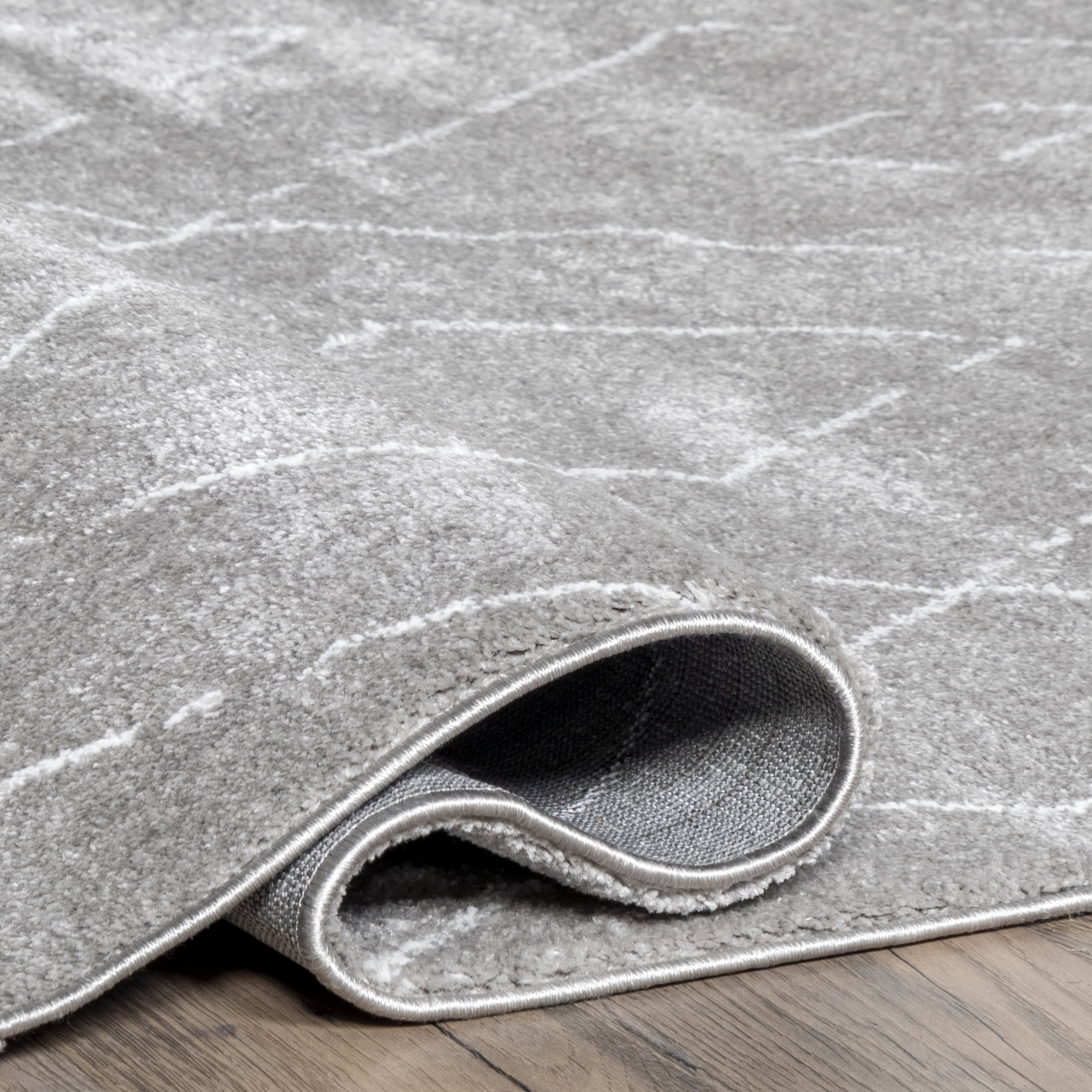 Double Diamond Lattice Shag Rug | Grey - Image 2