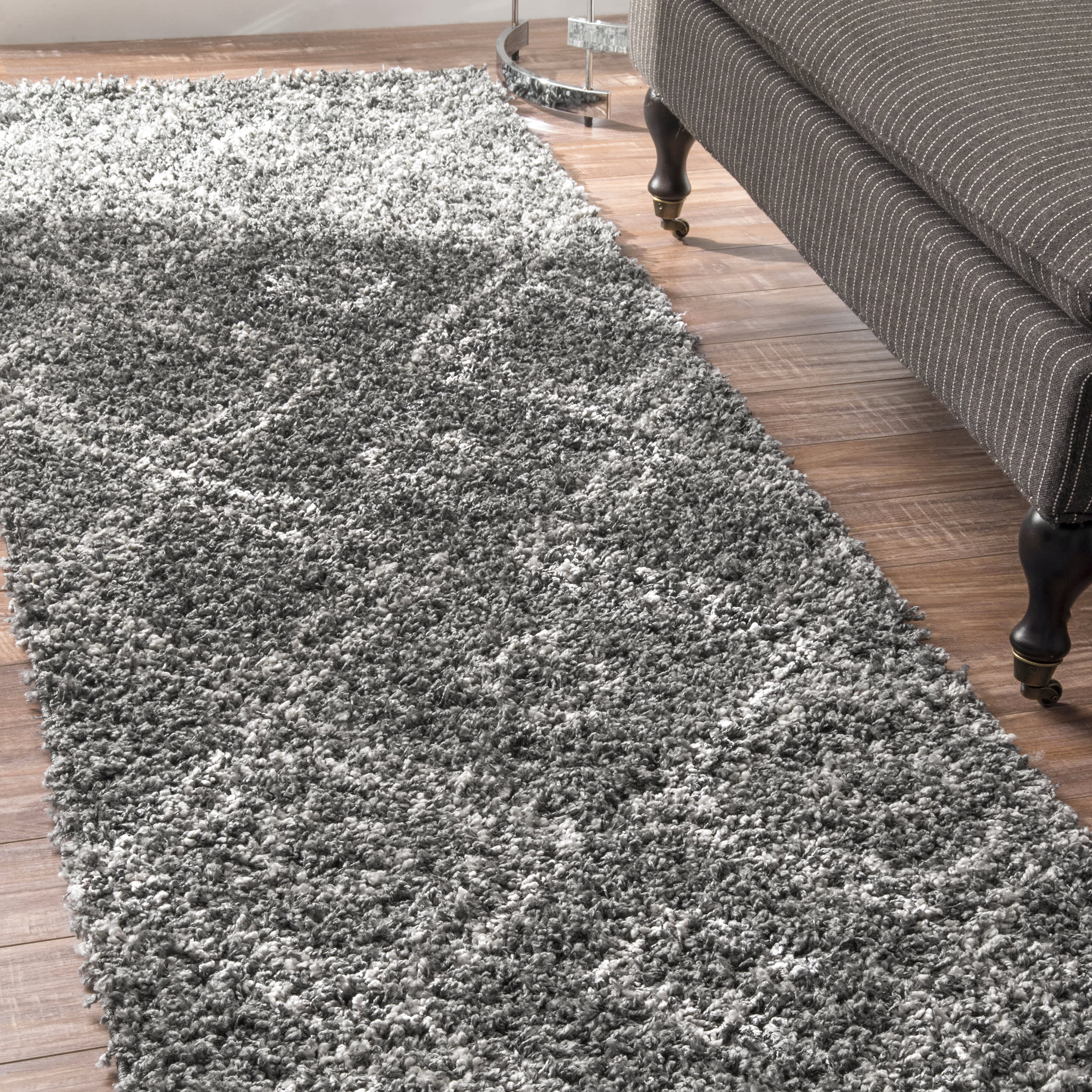 Double Diamond Shag Rug | Dark Grey - Image 2