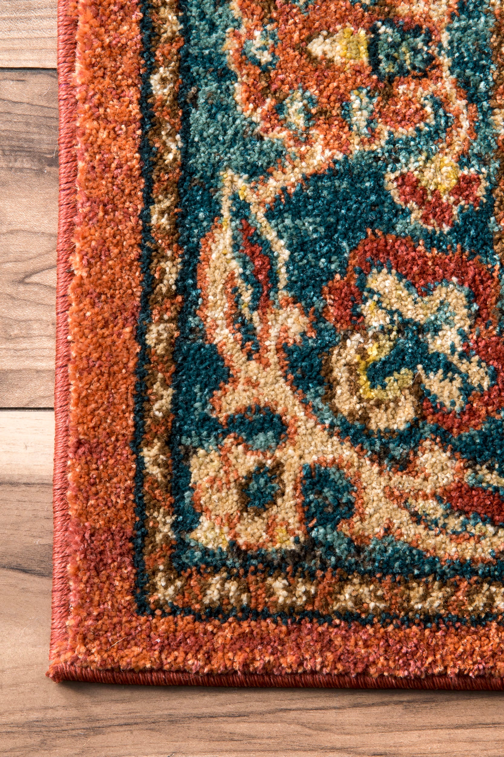 Double Floral Medallion Rug | Rust - Image 3